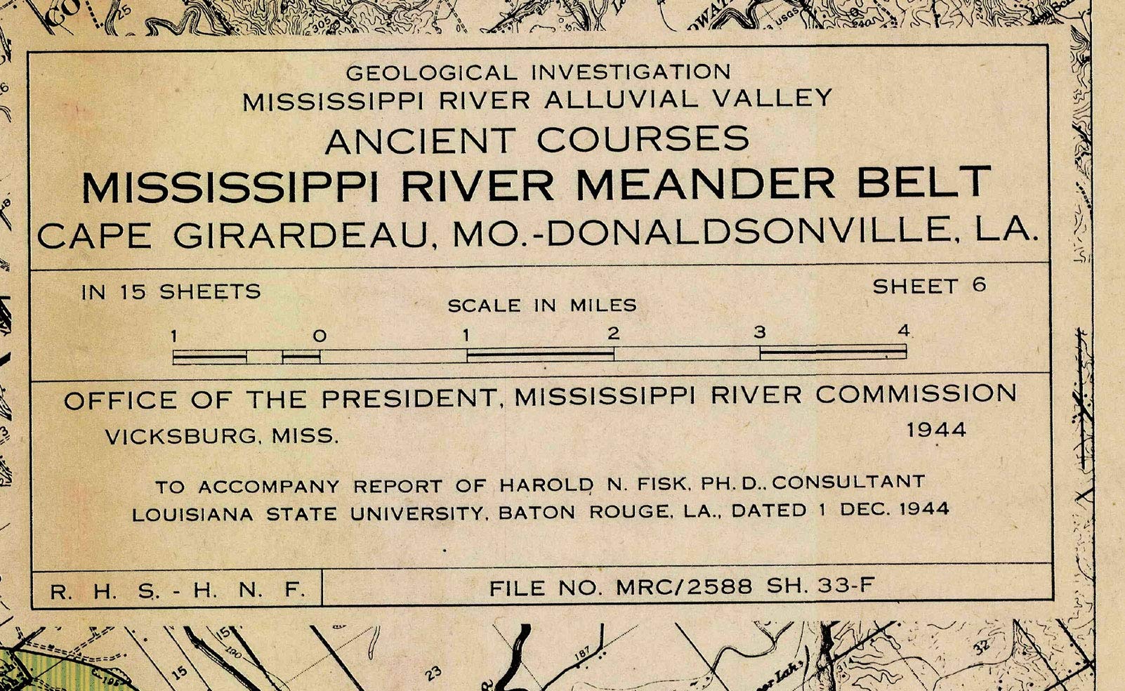 Sheet 6-1944 Mississippi River Map - River House Decor Wall Art Gifts - Harold Fisk Ancient River Meander Alluvial Valley Poster Mississipi Mississ Missipi 11x16 inches - Image 2