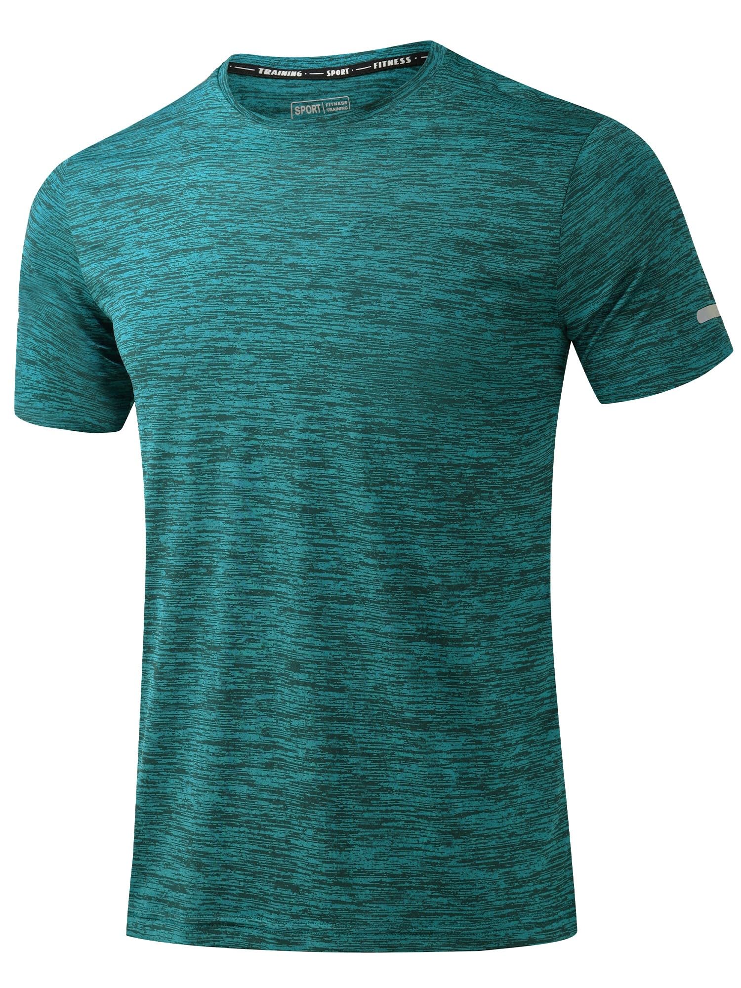 Peakwell Herren Sport T-Shirt Kurzarm Funktionsshirt Laufshirt mit Reflexstreifen für Fitness, Training, Gym