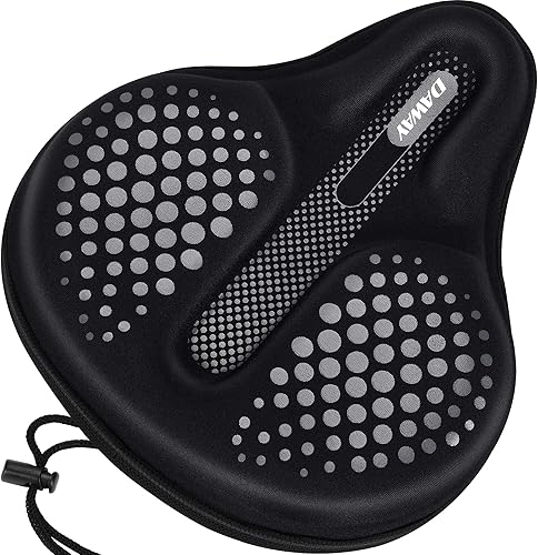 DAWAY Comfortable Exercise Bike Seat Cover - C6 Large Wide Foam & Gel Padded Bicycle Saddle Cushion for Women Men, Fits for Peloton, Stationary,