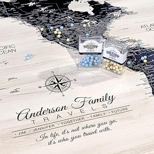 Miniatura 10 de Holy Cow Canvas Personalized Push Pin Map of the World on Canvas, World Map Pin Board, World Travel Map with Pins to Mark Places, Push Pin World Map