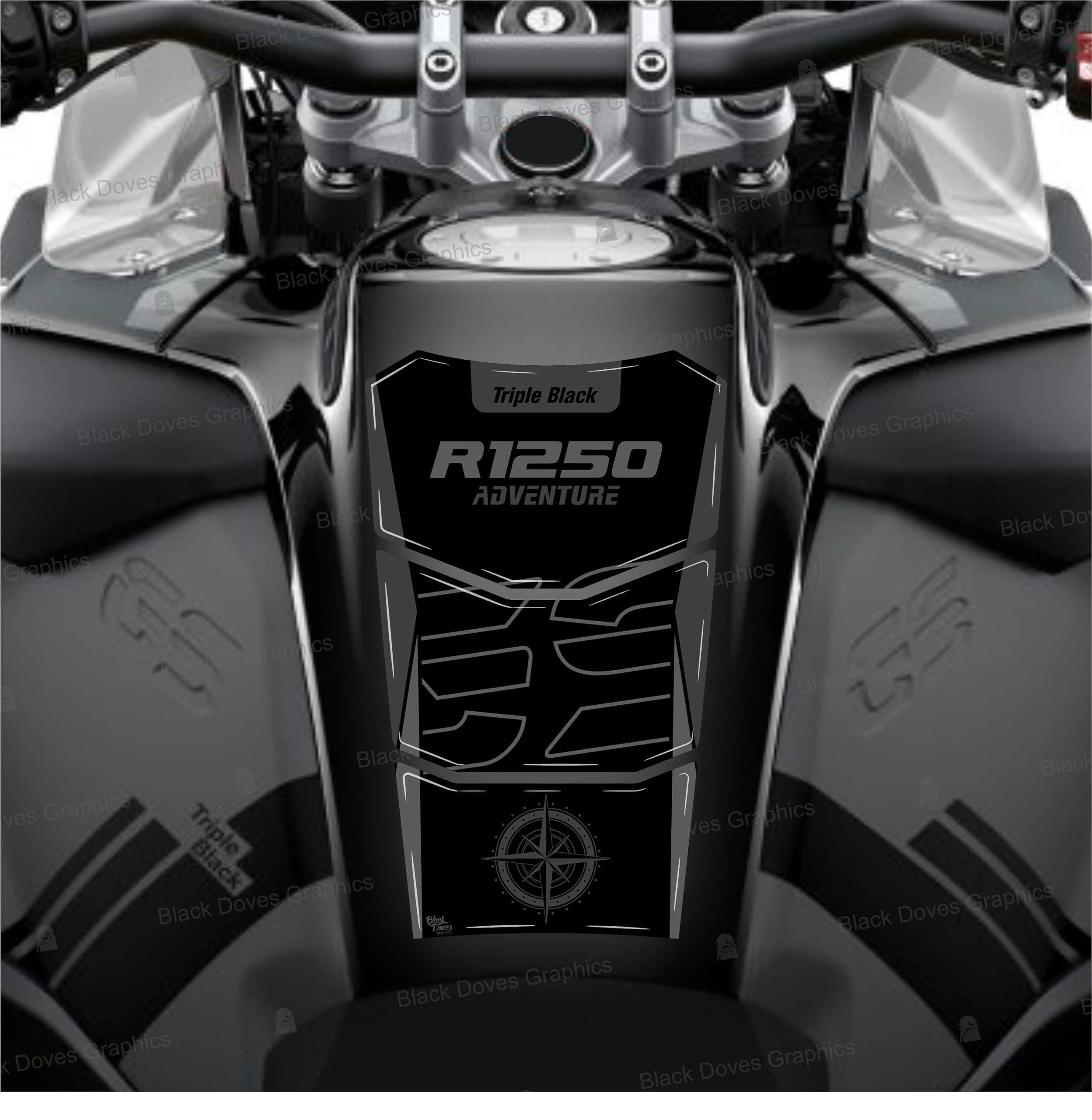 Naklejka 3D Żywicy TANK PAD Ochrona zbiornika kompatybilny z R1250 GS ADVENTURE Triple Black R1250GS R 1250