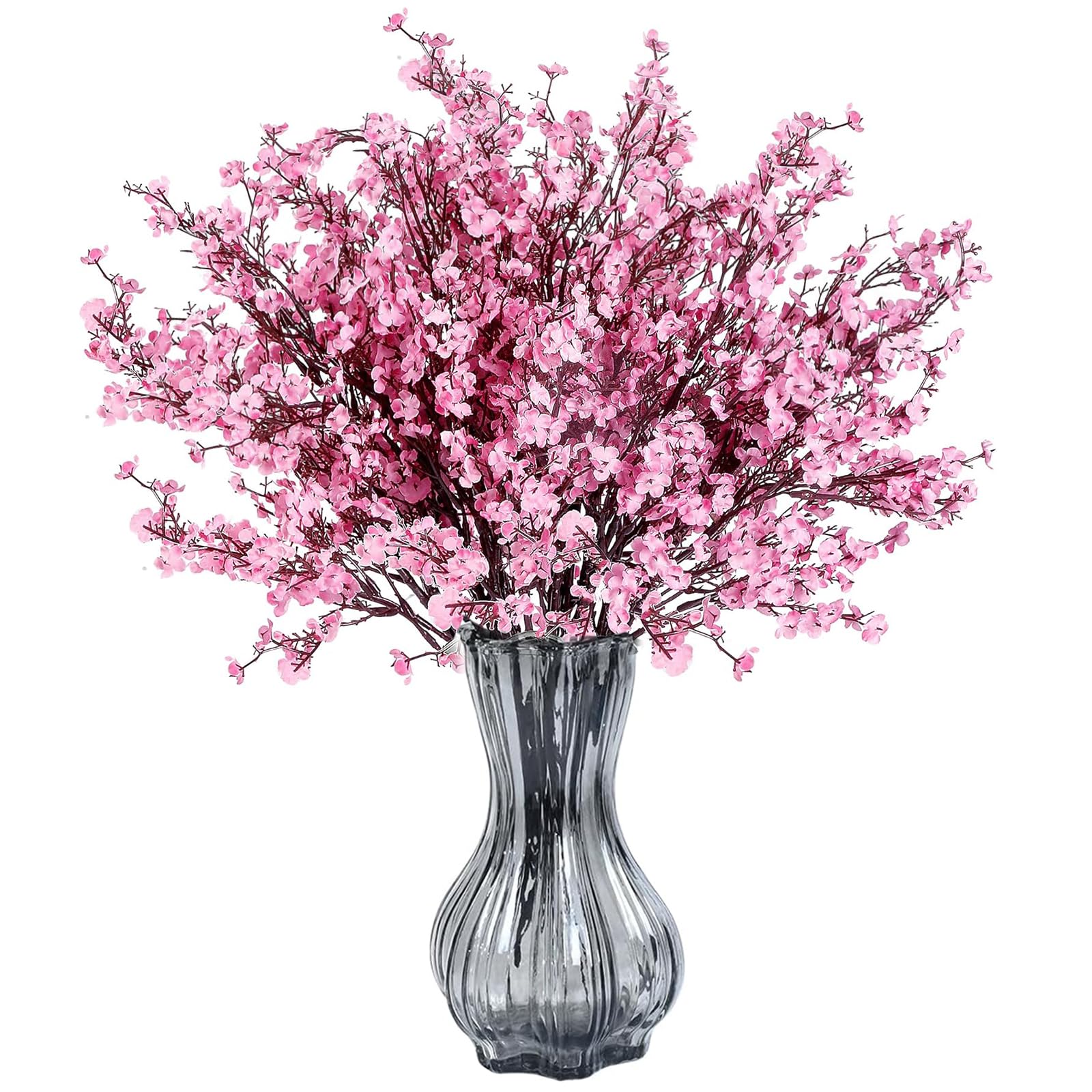 AMLUCKS 8 Pcs Artificial Silk Baby Gypsophila Flowers Real Touch for Vase Home Office Indoor Outdoor Garden Party Decorations (8, Pink)