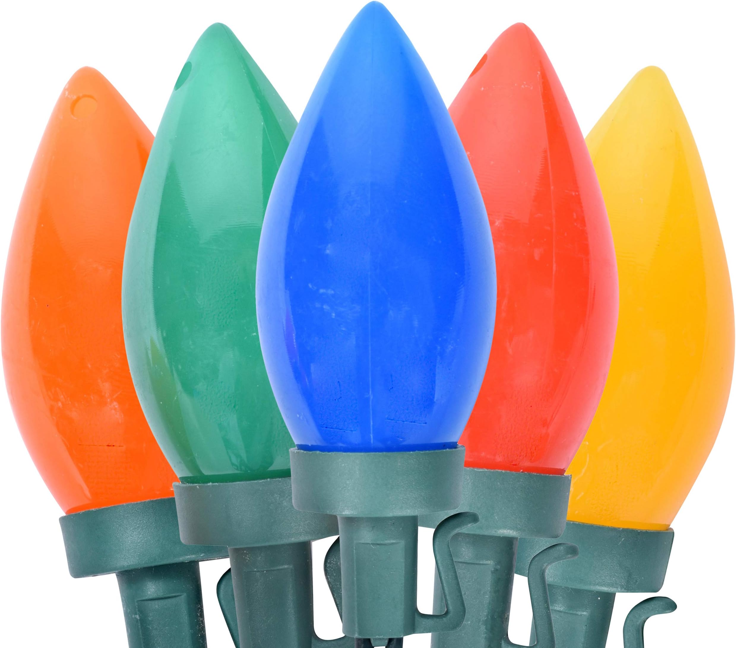 Holiday EssenceC9 LED Christmas String Lights, Multi Colored Incandescent Bulbs, Green Wire, for Indoor and Outdoor Decorative Use - 50 Count, UL Listed