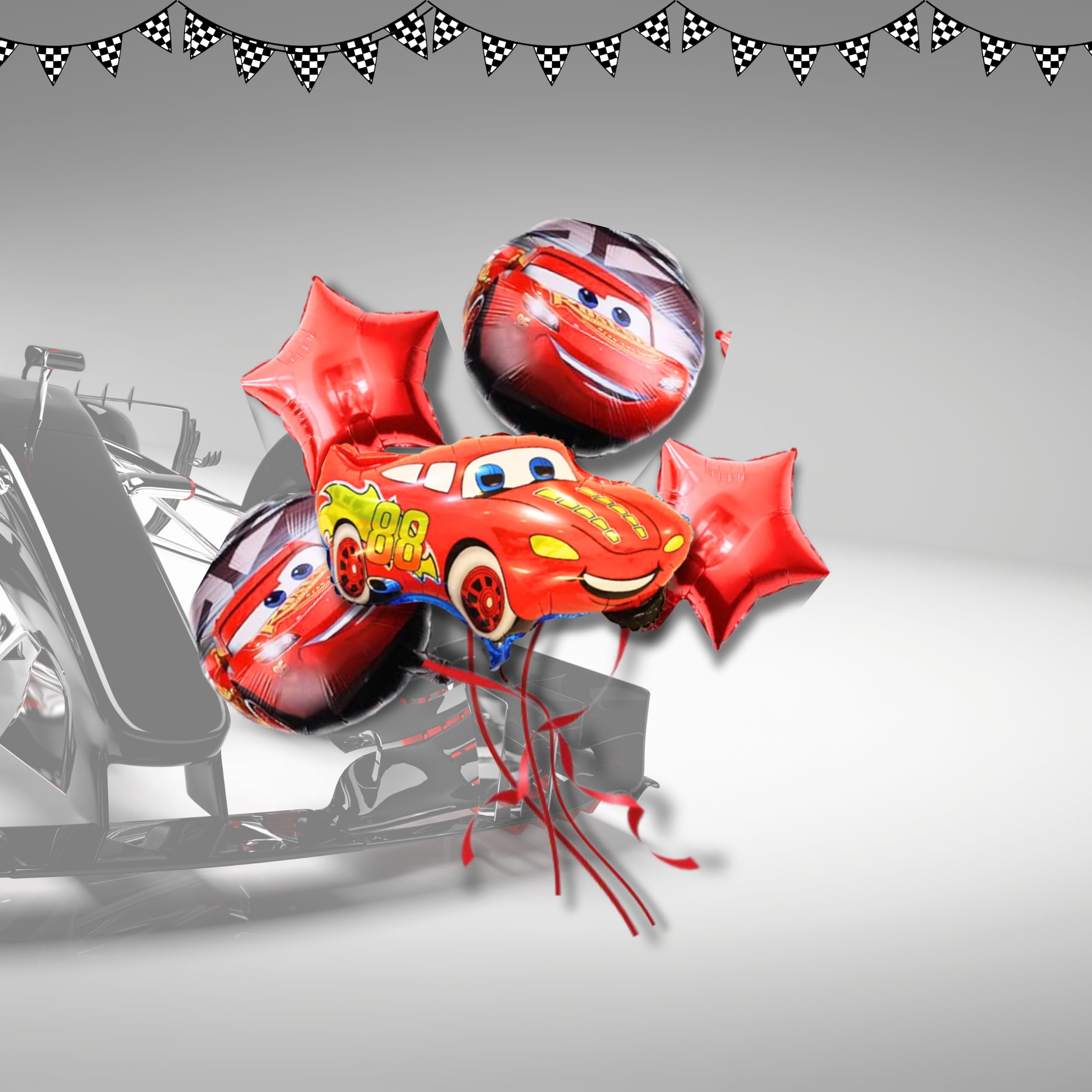 Chicki Toys Store Cars Foil Balloons For Birthday Decorations|Red Balloons for Birthday Decorations|Pack of 5