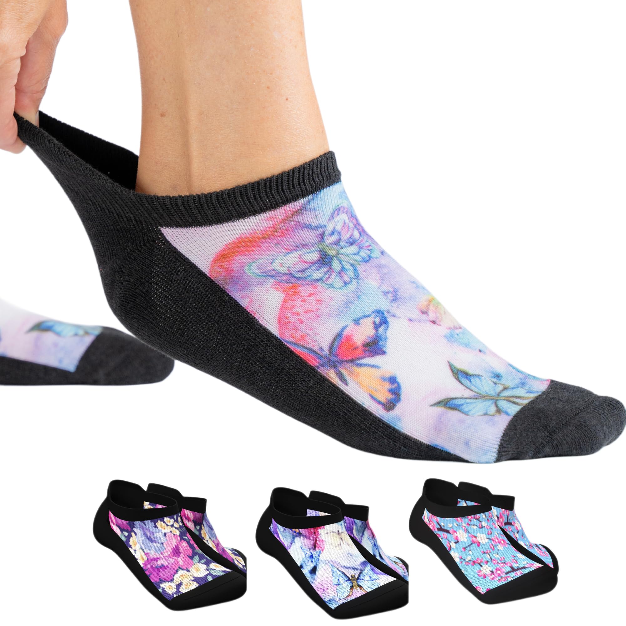 Viasox Diabetic Ankle Socks for Women & Men 3 Pack, Low Cut Non Binding, Seamless Neuropathy Socks