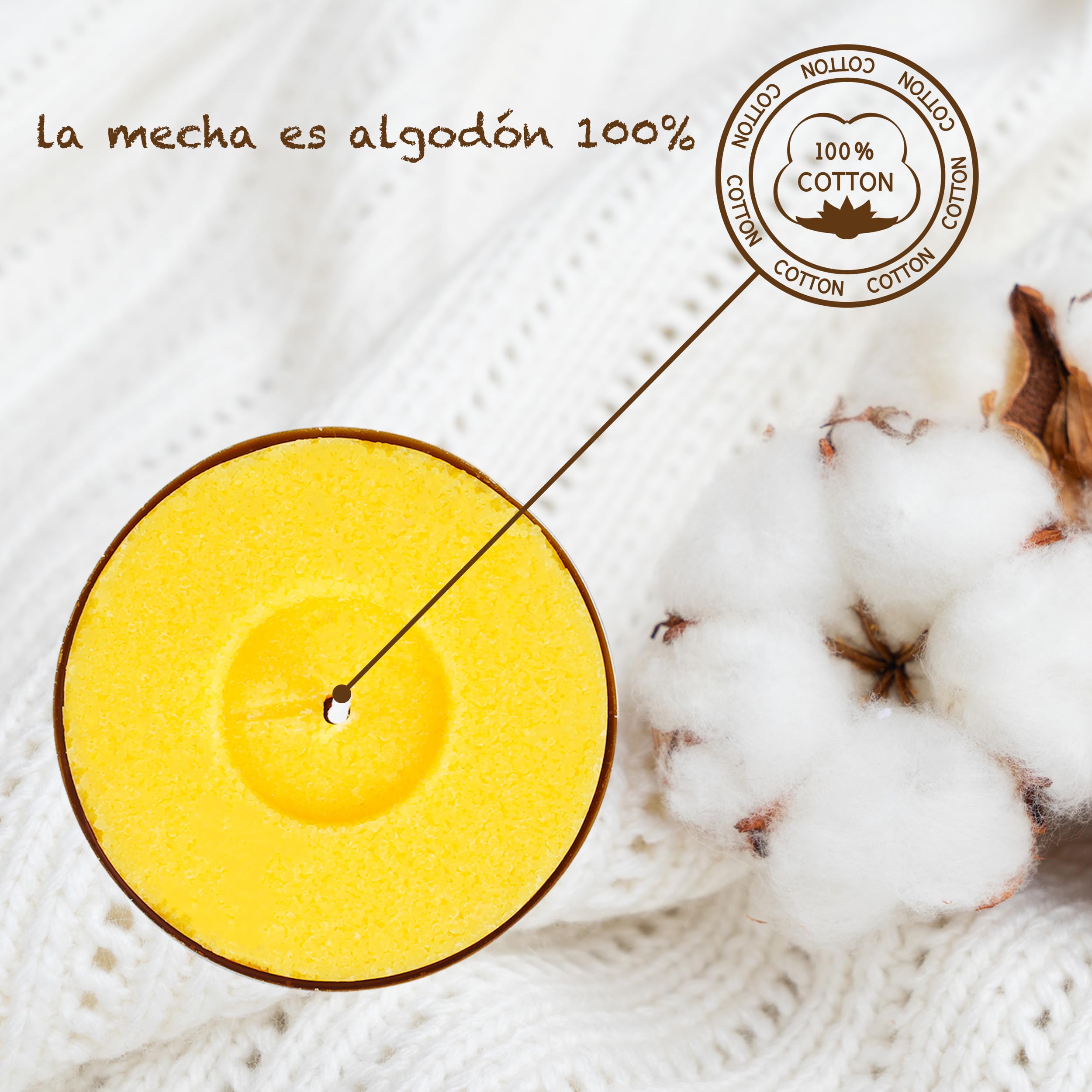 Pack de 24 Velas Aromáticas de Citronela para Exterior e Interior, Antimosquitos Naturales, Ideal para Jardín, Terraza, Barbacoas y Camping, Cera Vegetal, 60x60x20mm