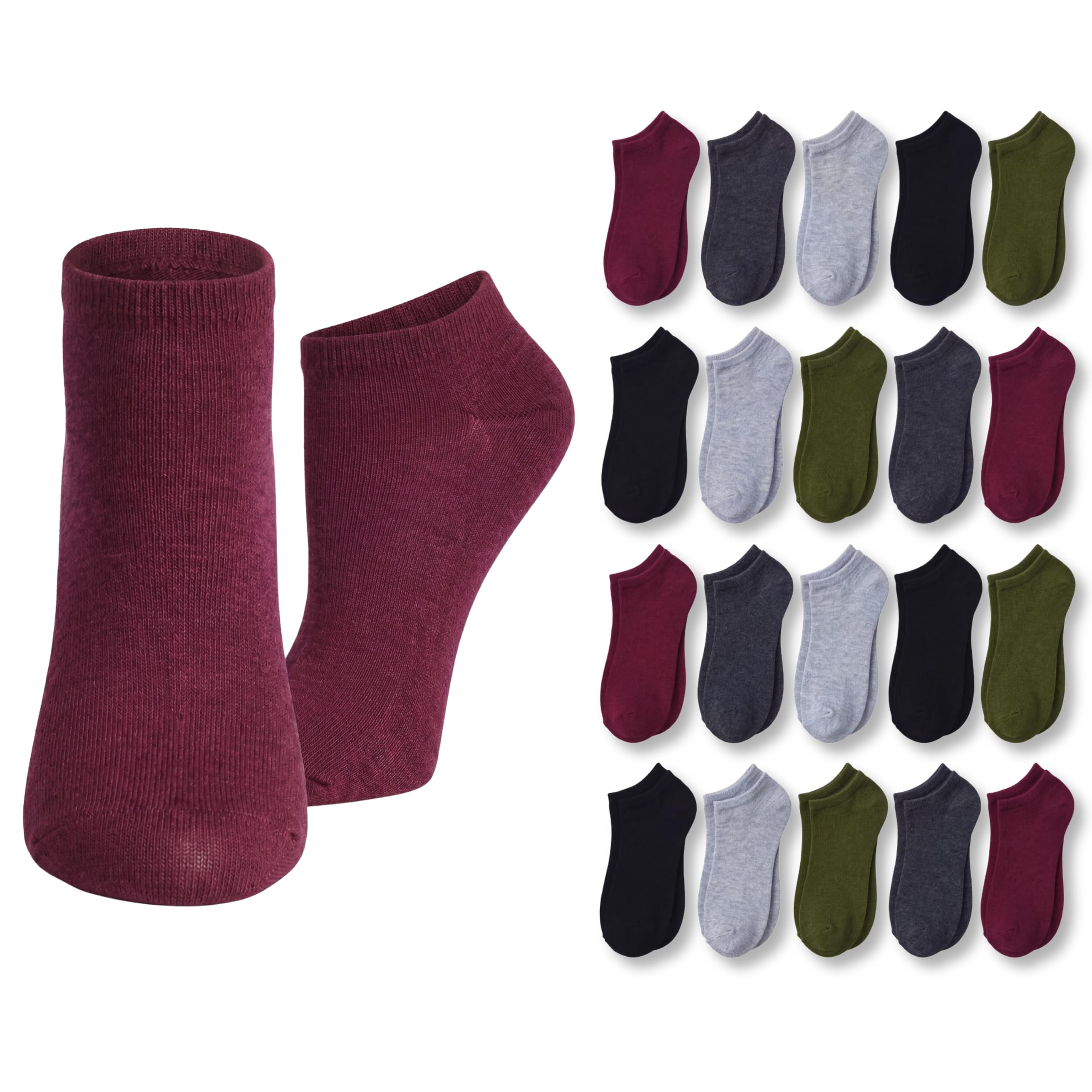 Tipi Toe Women’s 20 Pack Colorful Low Cut Socks – Lightweight, Breathable Design for All-Day Comfort Sizes 9-11/10-13