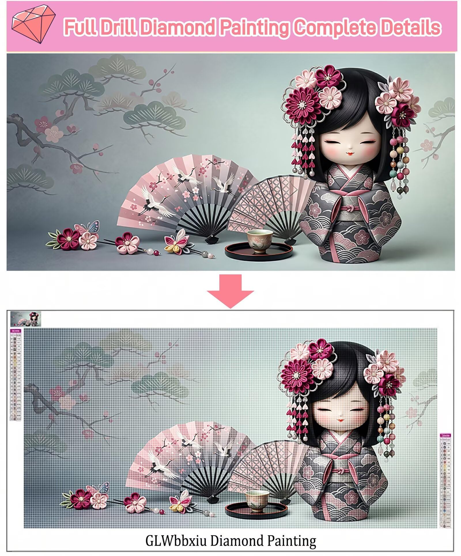 Diamond Painting Japan Diamond Painting Erwachsene Groß XXL Sängerin, 5D Full Eckige Steine Drill Diamanten Malen Nach Zahlen, DIY Set Kreativ Set für Erwachsene Home Decor Wanddeko 100x200cm, Cod-958