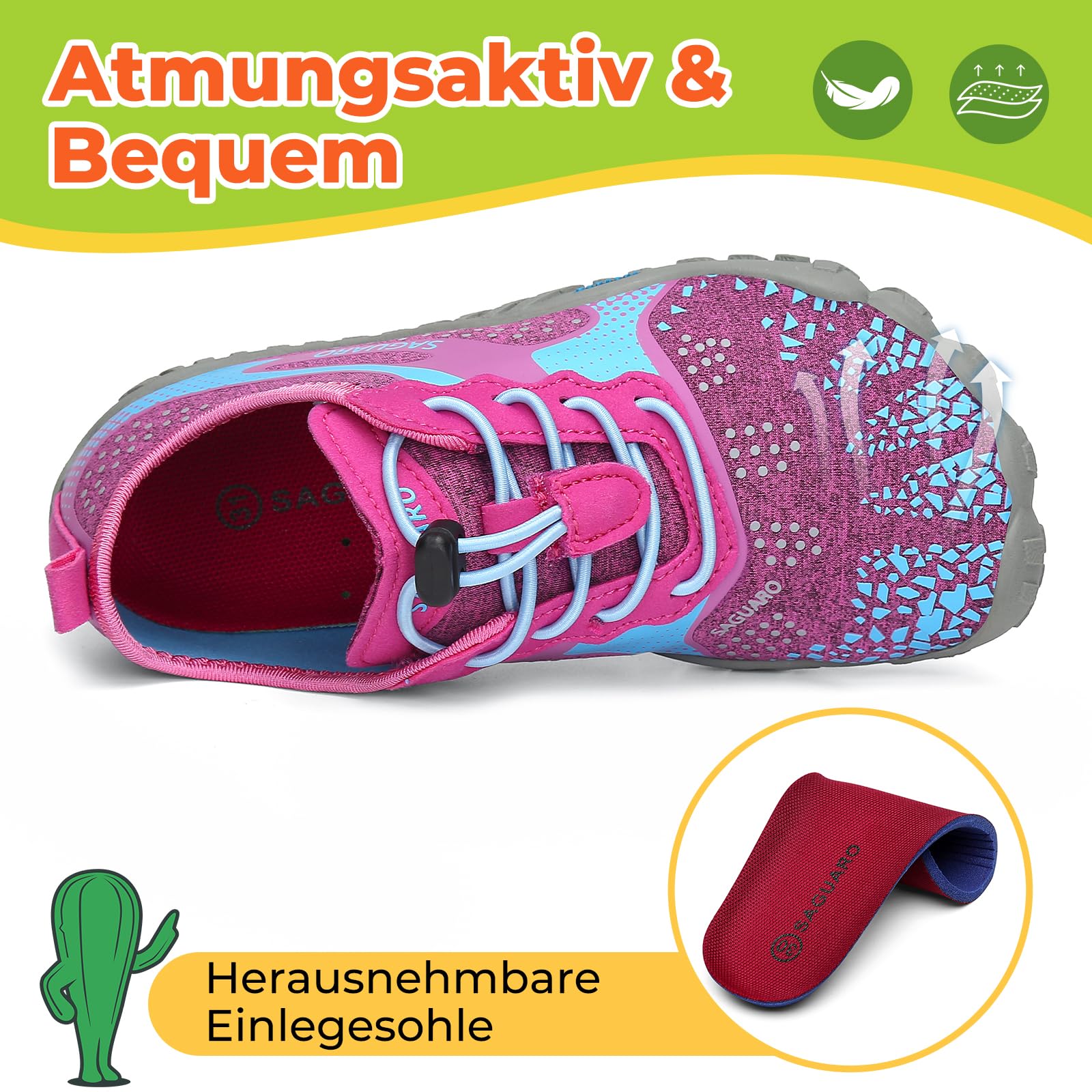 SAGUARO Barfußschuhe Kinder Barfussschuhe Schnell Trocknend Badeschuhe für Jungen Mädchen Gr.24-36