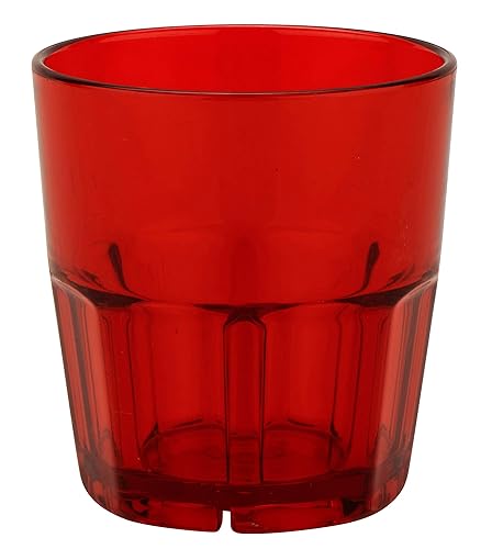 G.E.T. 9909-1-R-EC - Vaso de plástico facetado inastillable, resistente, 9 onzas, color rojo (juego de 4)