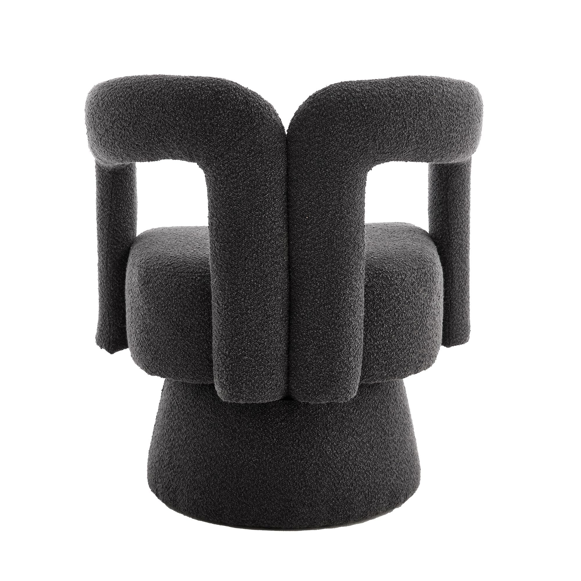 360 Grad Drehbare Kuschelfass-Akzentstühle, runde Sessel mit breiter Polsterung, Flauschiger Stoffsessel für Wohnzimmer, Schlafzimmer, Büro, Warteräume, Dunkelgrau