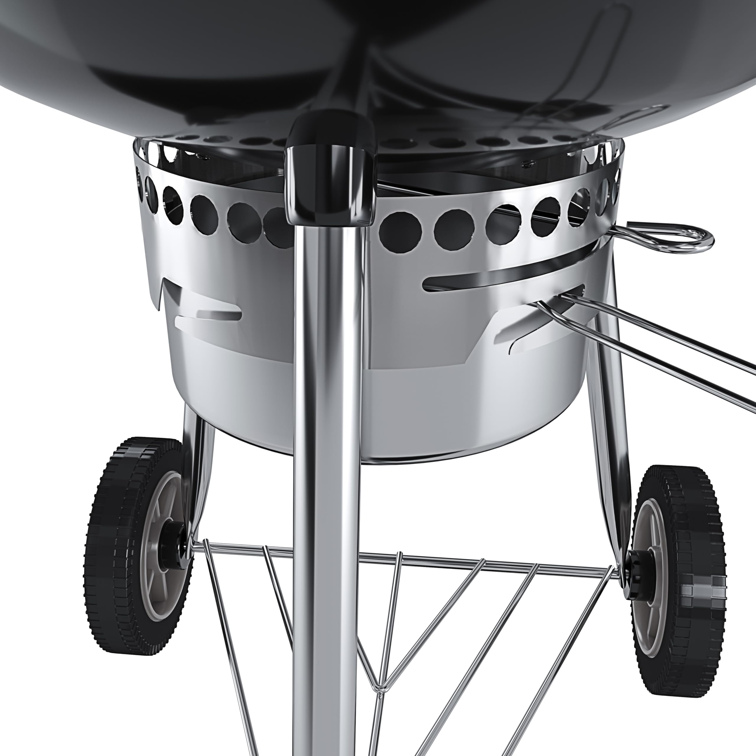 BRICOZONE Barbecue a Carbonella Rotondo 57 cm con Coperchio Termometro e Ruote BBQ Compatto Portatile Grill Griglia da Giardino Picnic Balcone Terrazzo Colore Nero
