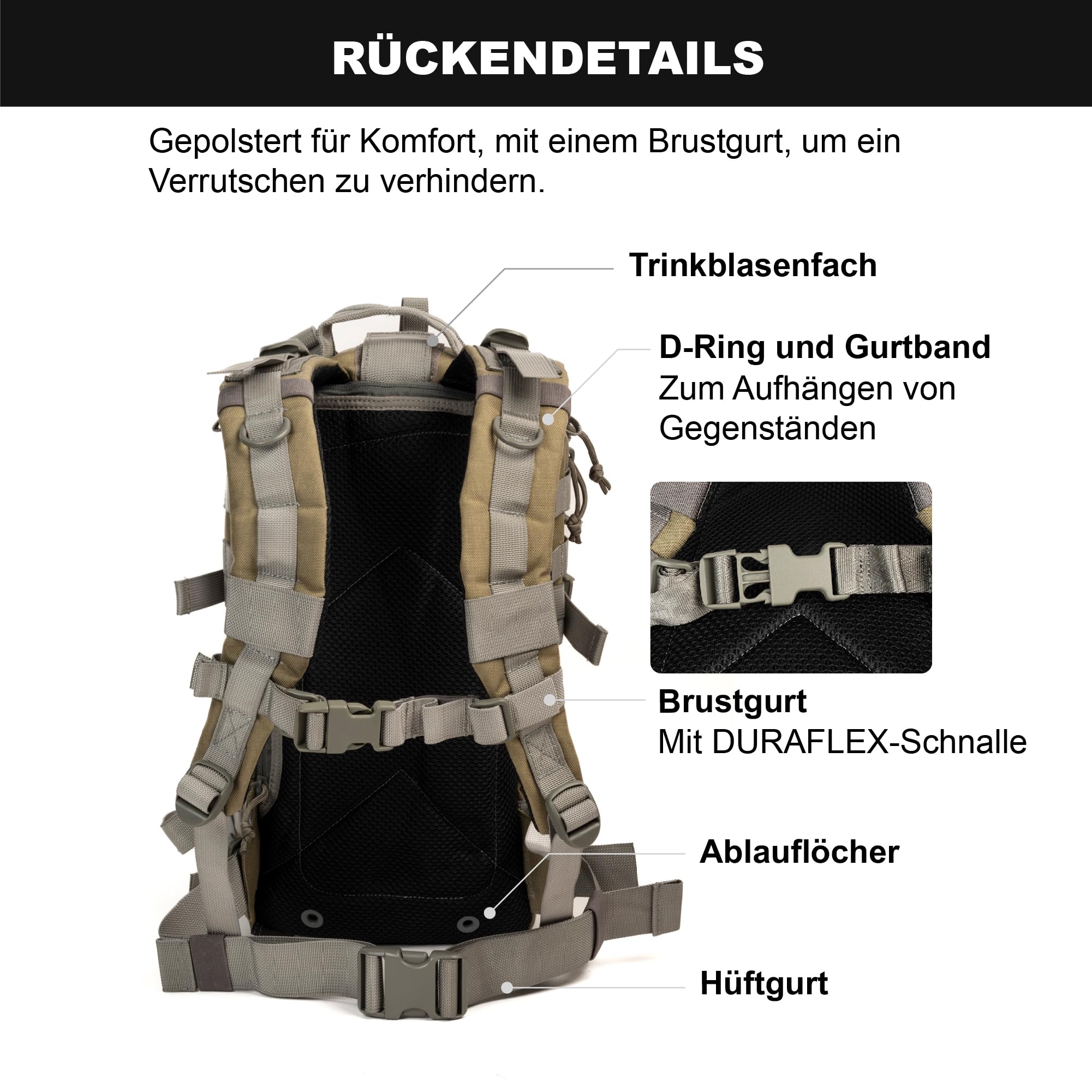 Magforce Mochila táctica de francotirador, 23 L, compacta, militar, con compartimento para portátil, mochila ligera de nailon balístico para exteriores, senderismo y viajes