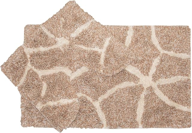 ED 2pc Bath Mat Set 100% Cotton Floor And Pedestal Bathroom Rugs 45 x 75cm Non- Slip Spray Back Fast Dry Soft Super Absorbent Machine Washable Natural & Durable Fabric [STONE Beige]