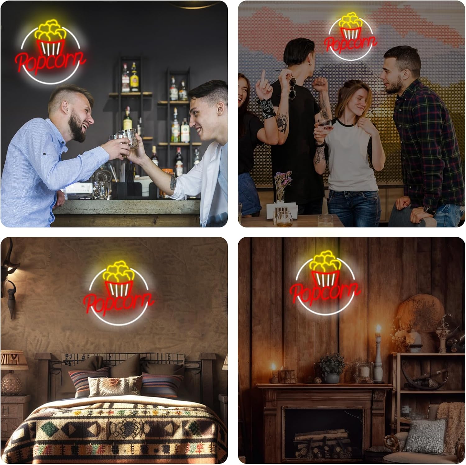 Popcorn Movie Theater Room Wall Decor, Cinema Film Neon Light for Popcorn Themed Party Kitchen Snack Decor Food Lover Wall art Themed kitchen, Gifts for Movie, Video Room