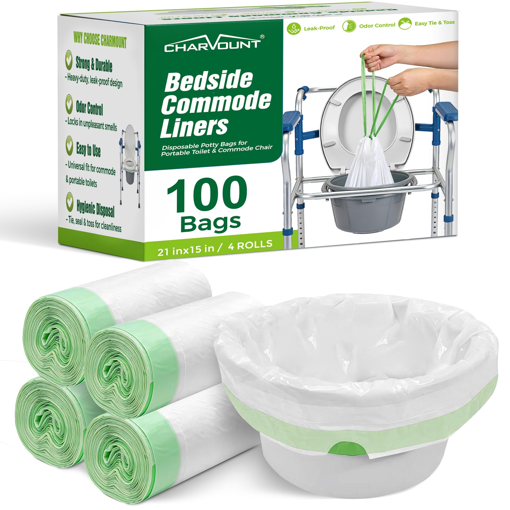 Bedside Commode Liners - Disposable & Leakproof -9 Bedside Commode Liners - Disposable & Leakproof -9