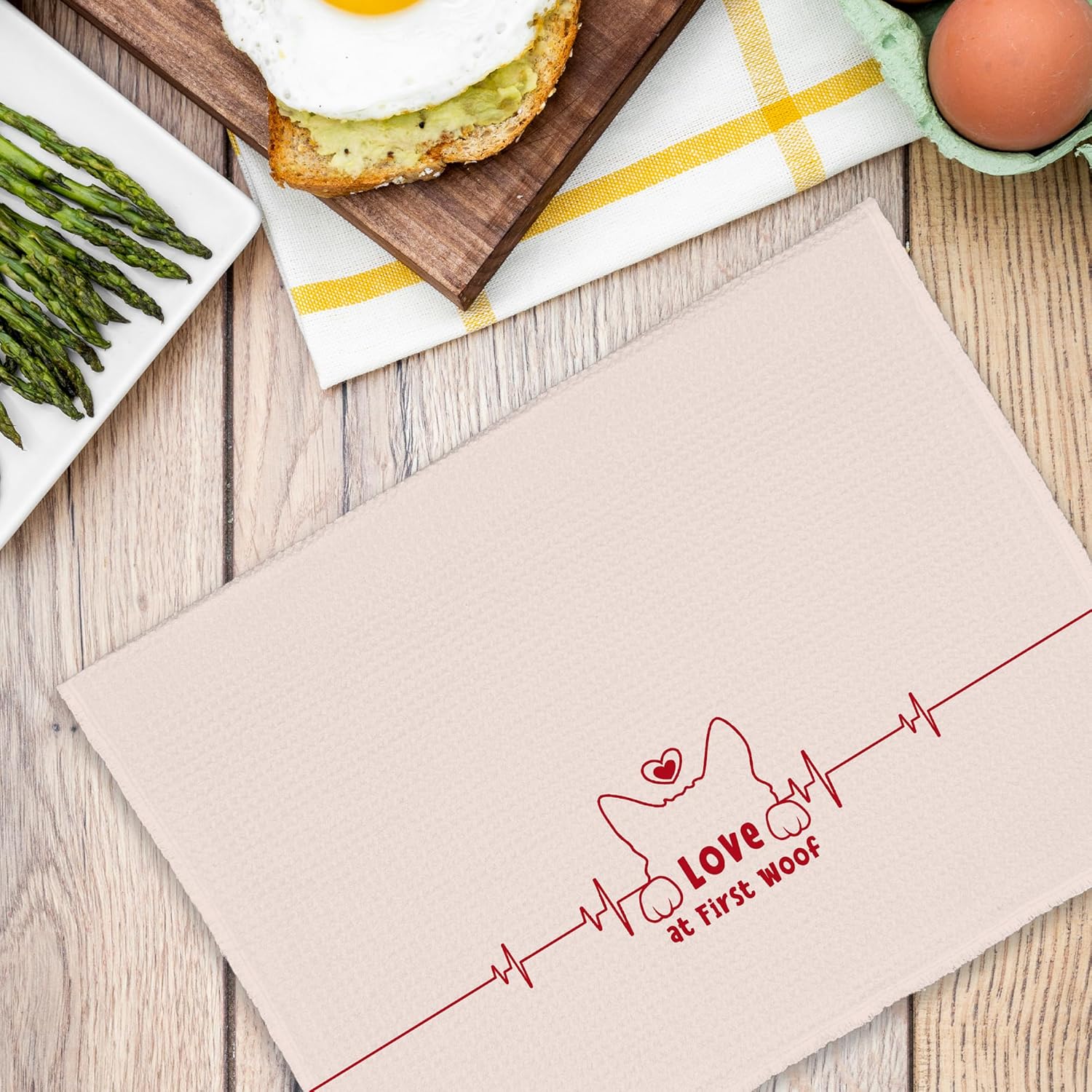 Funny Pink Dog Love Valentines Kitchen Towels, Pink Love at First Woof Hand Towels Gifts for Bathroom Dog Lovers Owner Mom, Cute Decorative Dish Towels Decor for Kitchen Home 16x24in - Image 6