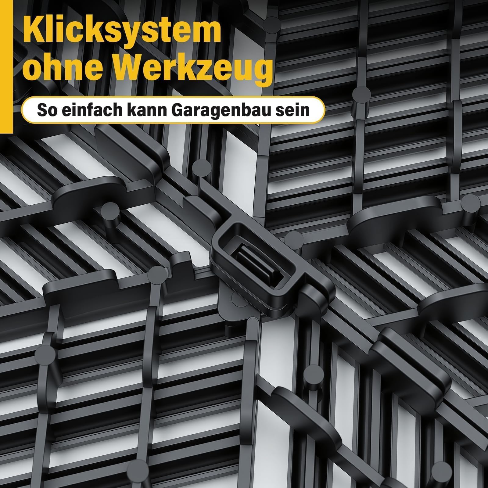 jxgzyy 30 Stück Garagenboden Fliesen, 40x40 cm Klicksystem Ineinandergreifende Garagenboden, 10,000 kg Belastbarkeit Garagen Drainagematte für Garagen, Keller, Schwimmbäder, Schwarz