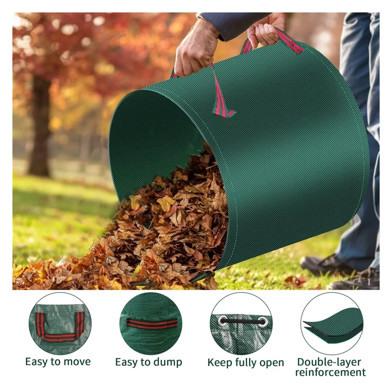 Bolsa For Residuos De Jardín, 120/300/500 L, Grande, Reutilizable, Impermeable, For Hojas, Malezas, For, Almacenamiento para hojas, restos vegetales(500L)