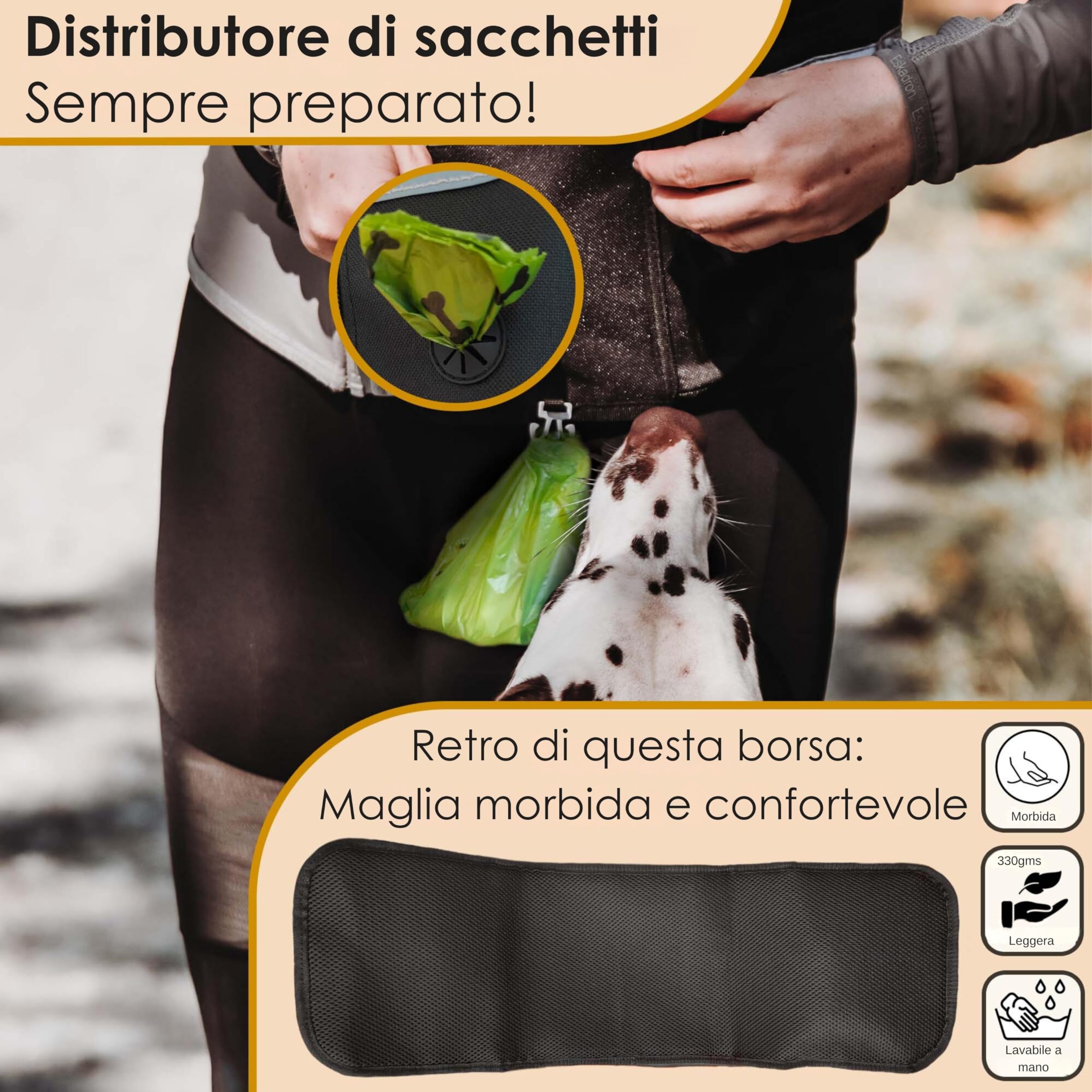 Hundefreund Borsa PortaSnack per Cani XXL - Tasca Ultra-Grande Riflettente con Cintura - Sacchetto di 58 cm per Passeggiate e Addestramento Canino