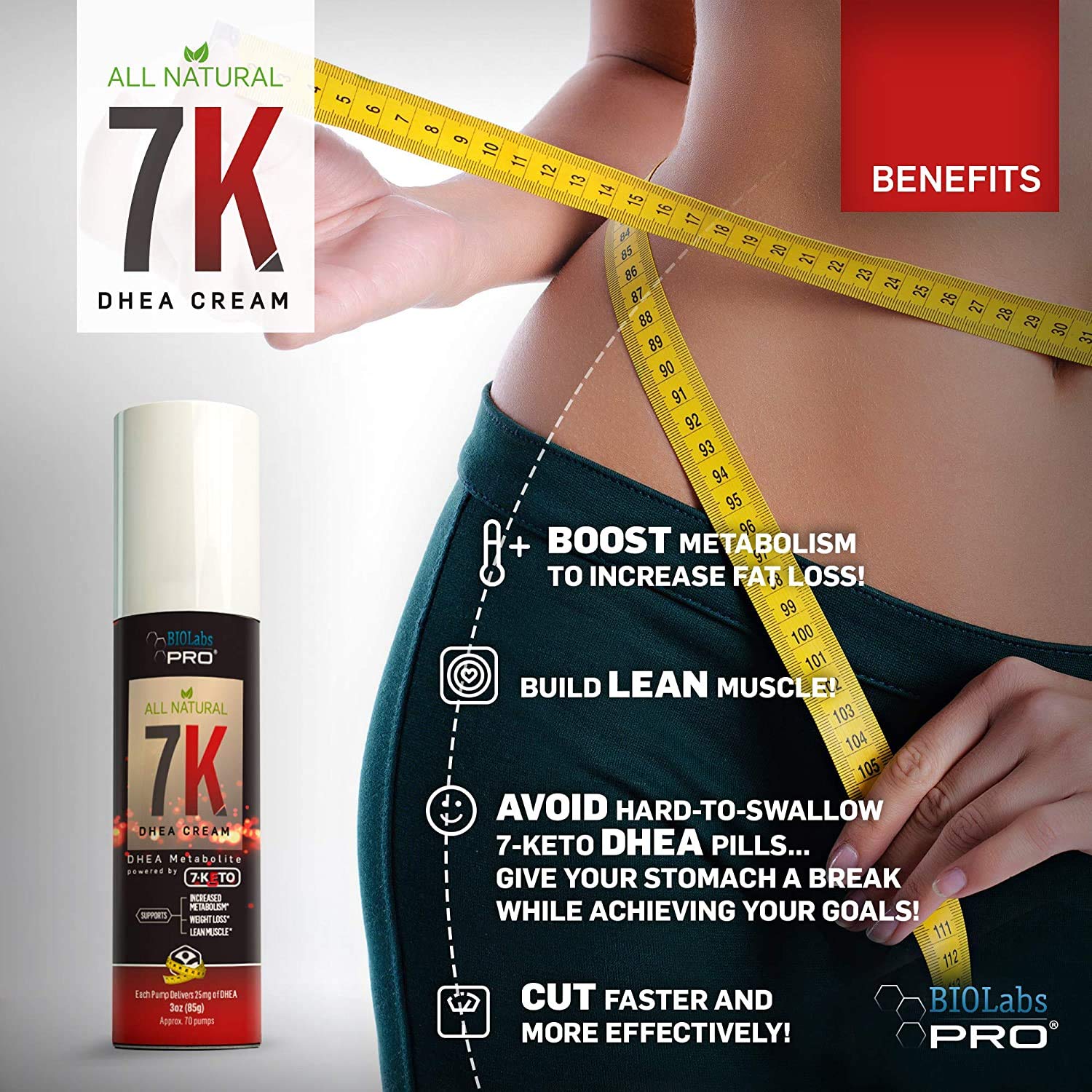 7-Keto dhea - Fat Burner - Natural 7K Dhea Cream - Metabolism Support - Maximum Strength Dhea Used by Men and Women for Lean Muscle and Fat Loss Support — Amazon image 3