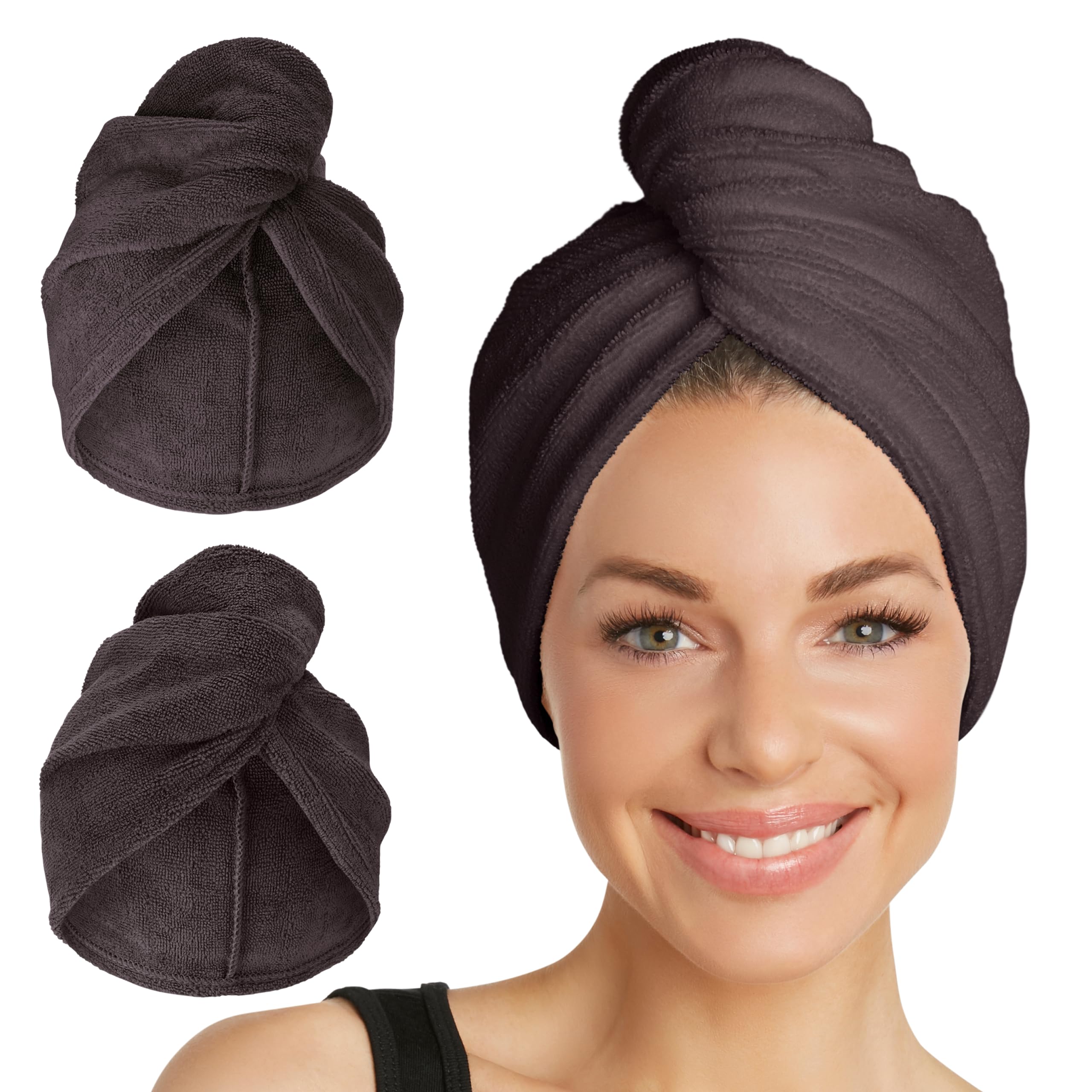 Turbie Twist Microfiber Hair Towel, Solemnity (2 Pack)
