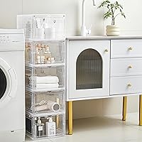 Vista 4 de Storage Bins with Lids, 6 Pack Clear Plastic Storage Containers with Magnetic Acrylic Door, 19 Qt Stackable Storage Box for Home,Office Organizing