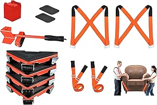VAWcornic Furniture Dolly & Moving Straps Set, Furniture Movers with 9 Wheels, Lifting Straps for Moving Furniture,Carbon Steel Panel 360° Furniture Lifter Heavy Duty Dolly, Maximum Load 1000LBS
