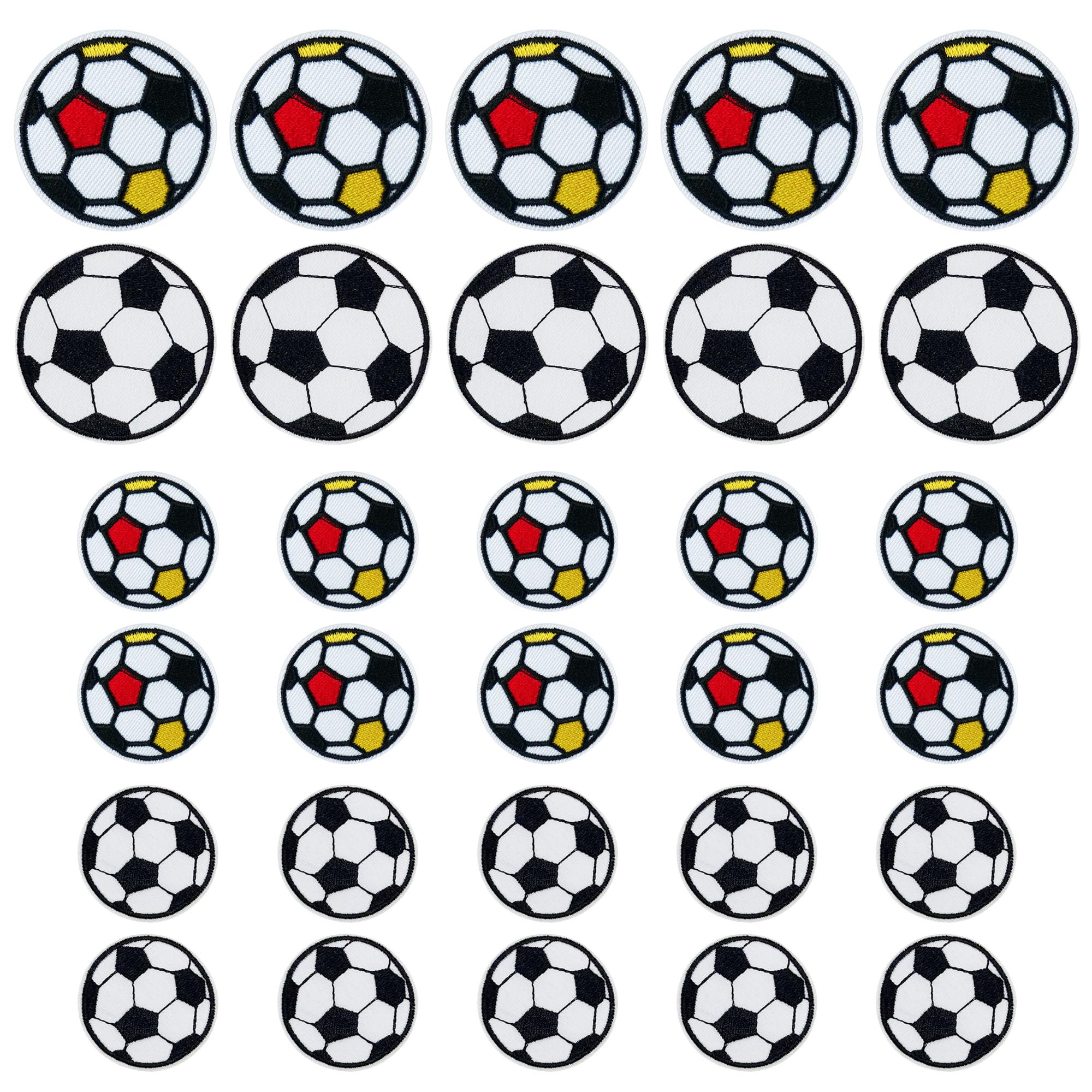 JMZLLRX Soccer Iron on Patches, 30 PCS Ball Sports Sew on Patches Embroidered Appliques Sticker Patches for Clothes Hat Jeans