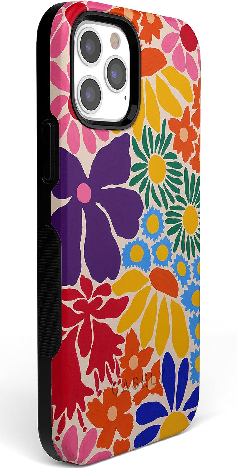 Casely iPhone 12 Pro Max Case | Flower Patch | Multi-Color Floral | Bold Protective Design | MagSafe Compatible Design