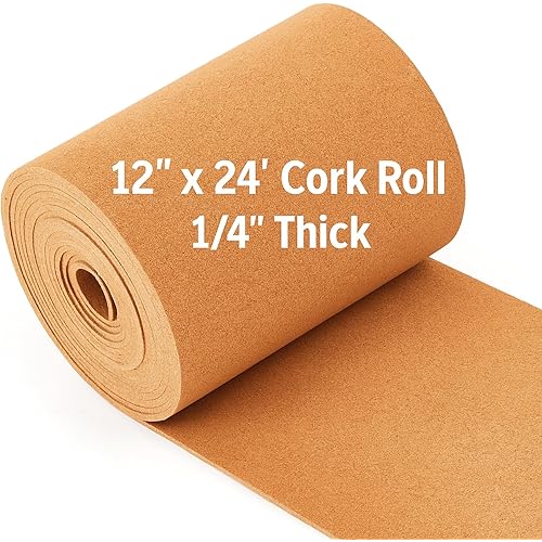 Pangda Multi-Purpose Cork Board Roll 12in x 24ft Cork Roll for Bulletin Boards, 1/4" Thick Decorative Photo and Message Push Pin Displays Versatile for Home, School, and Office