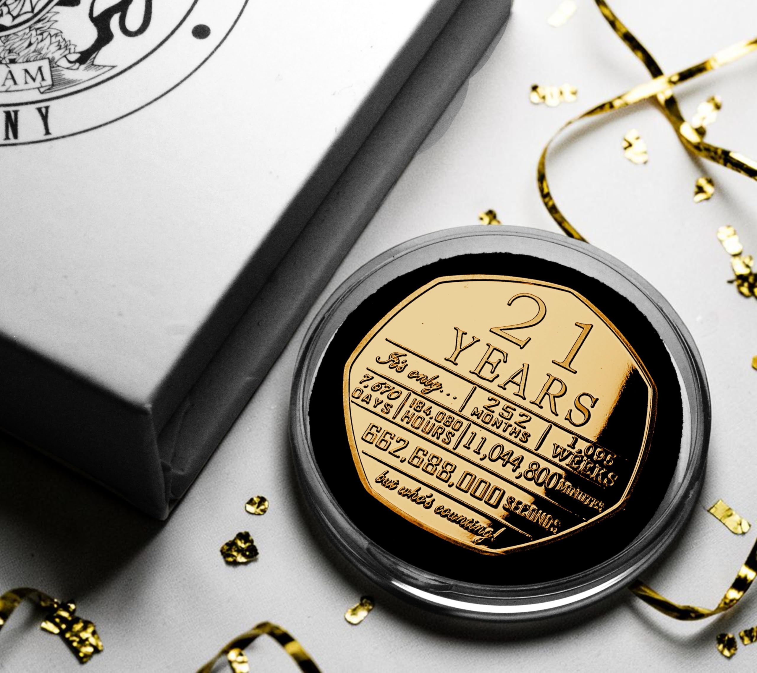The Commemorative Coin Company 21st Birthday 24ct Gold Commemorative in Gift Box. 21 Years Gift/Present Congratulations Son/Daughter/Party. Twenty One