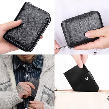 Portacarte Di Credito In Pelle Con Blocco RFID - 9 Slot, Zip, Compatto 11x8 Cm - Foto 7