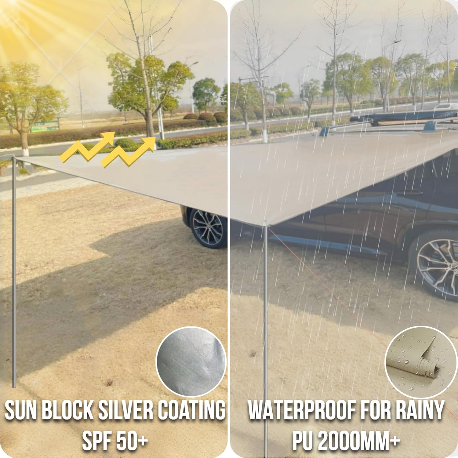 DANCHEL OUTDOOR Portable Suction Cups Car Awning 7.7lbs, Neednt Roof Rack Hardwares, Waterproof Vehicle Tarp Camper Awning Truck SUV Overlanding Accessories (Gray,6.5ftx9.8ft) DANCHEL OUTDOOR Portable Suction Cups Car Awning 7.7lbs, Neednt Roof Rack Hardwares, Waterproof Vehicle Tarp Camper Awning Truck SUV Overlanding Accessories (Gray,6.5ftx9.8ft)