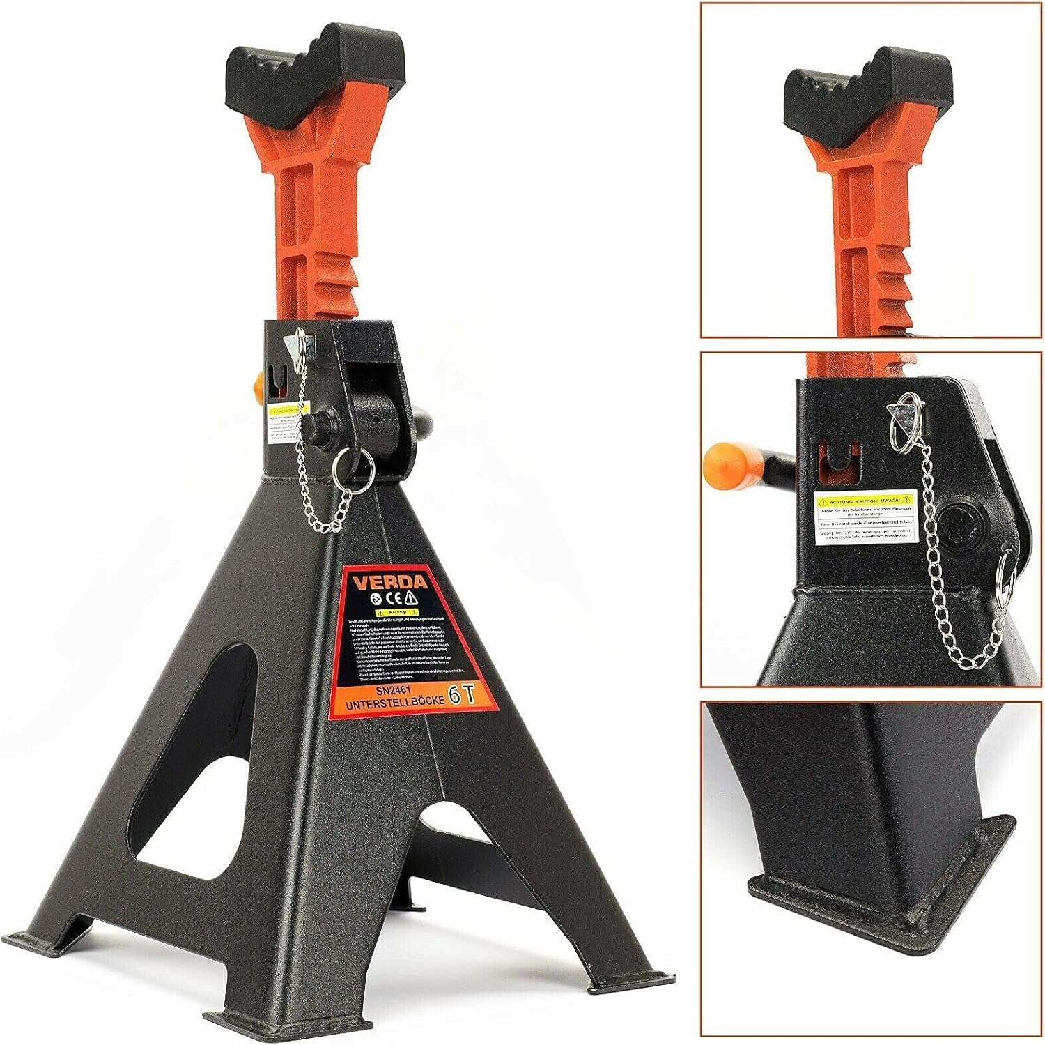 Verda Chandelles 6T 385-600 mm avec sécurité et support en caoutchouc pour cric - Choix du modèle - Changement de pneu professionnel