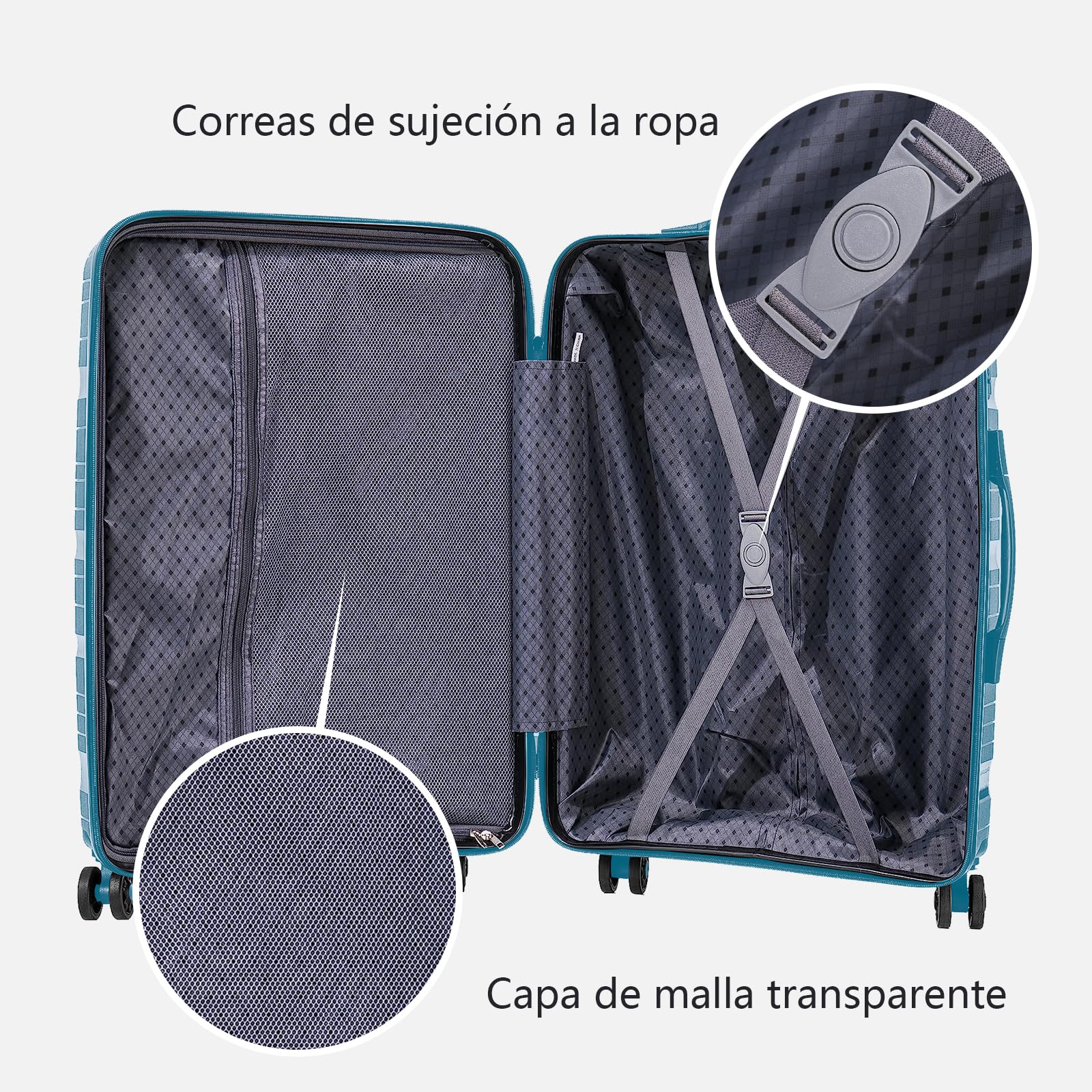 Maletas de Viaje Grandes - Maleta de Polipropileno con 4 Ruedas Giratorias y Cierre de Combinación - Maleta Grandes Prácticas y Ligeras 75x50x32cm, 105L (Azul)