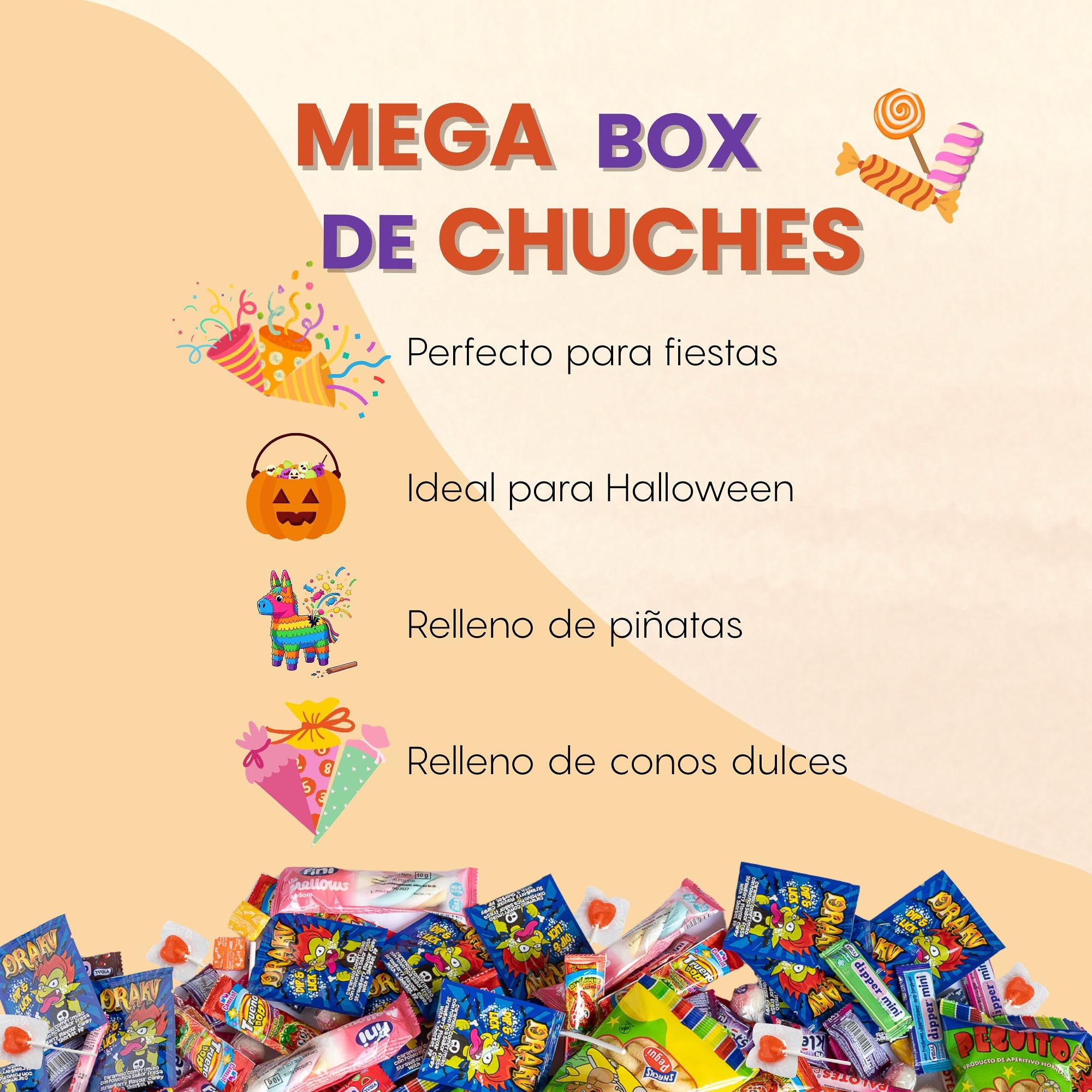 Mega Pack 200 Chuches y Golosinas Golominas Gusanitos | Caramelos Surtidos Envuelto Individualmente | Ideal para Cumpleaños, Piñatas, Fiestas Infantiles y Navidad | Hasta 20 Bolsas