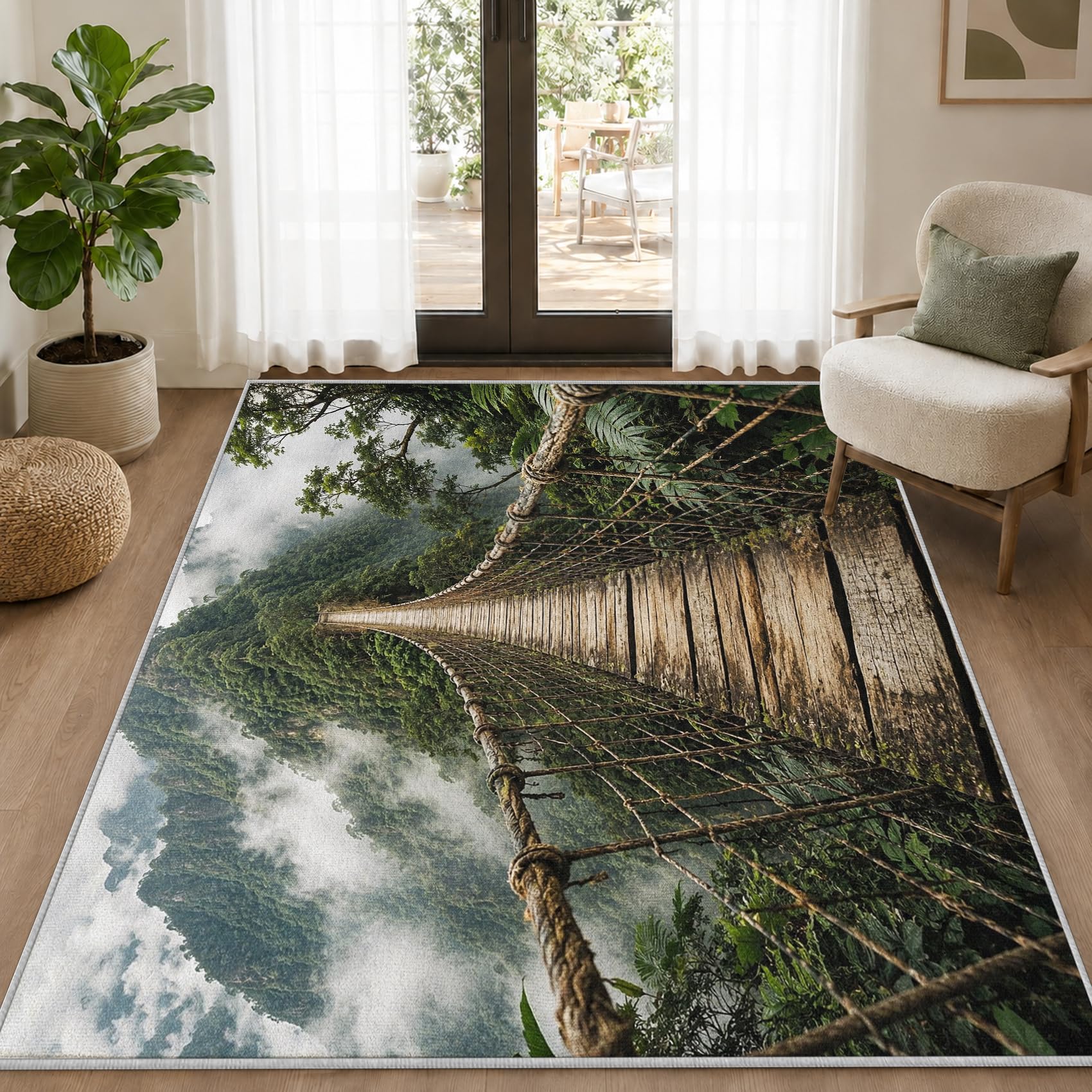 Tapis Salon Illusion Optique 3D 120x170cm Lavable en Machine Antidérapant