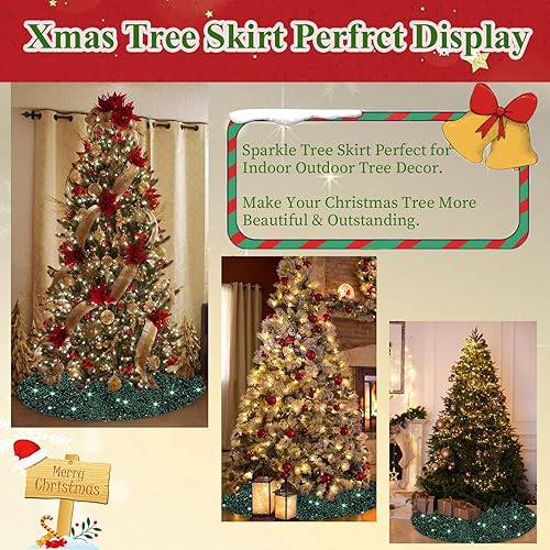 Miniatura 65 de MODFUNS Falda roja para árbol de Navidad de 46 pulgadas, falda grande para árbol de Navidad, con lentejuelas, falda bordada, lujosa alfombra redonda