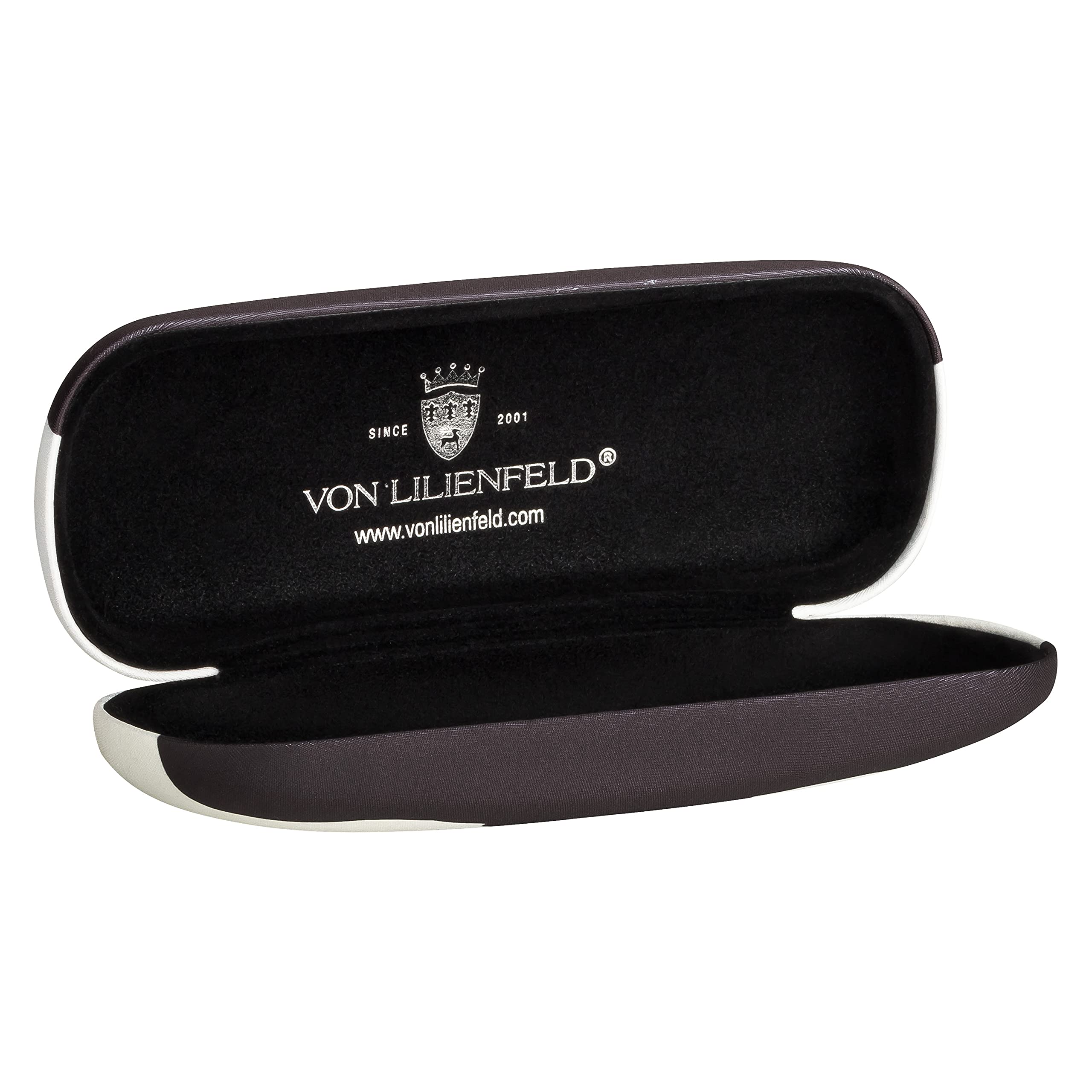 VON LILIENFELD Étui à lunettes, étui à lunettes, chiffon de nettoyage en microfibre, étui rigide solide recouvert de tissu
