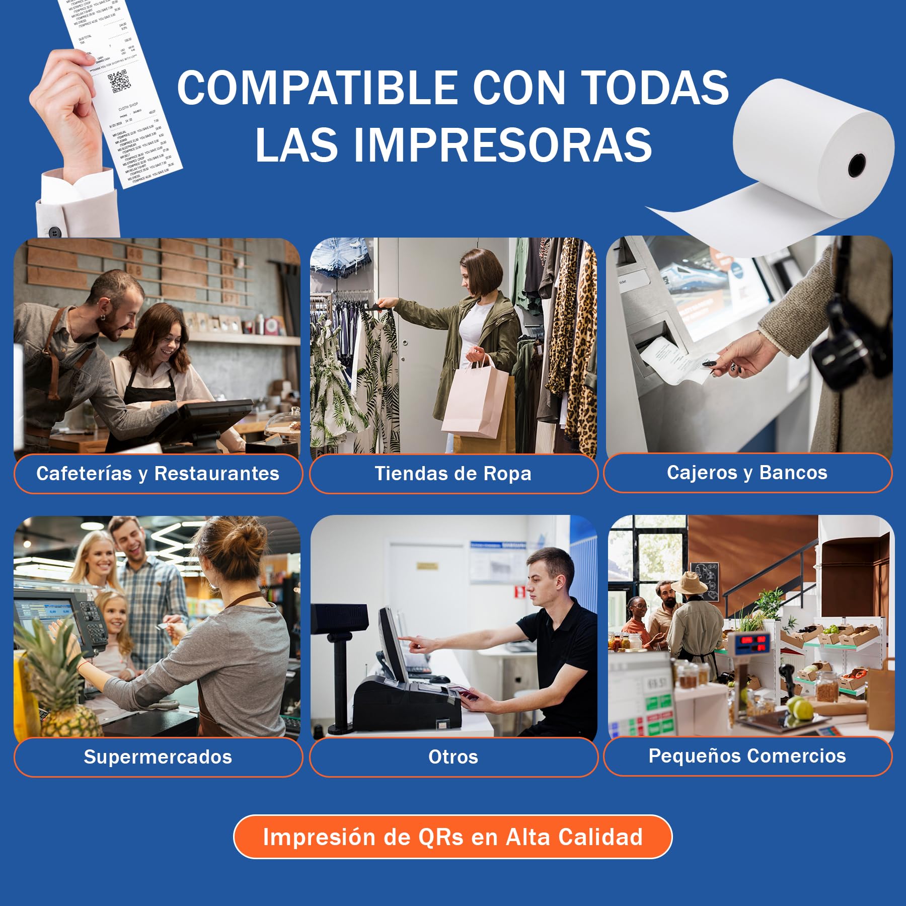 25 Rollos de Papel Térmico Premium 80x80 mm XXL Cia&Co, Alto Gramaje Blanco, BPA Free, Mandril 15 mm, Línea Roja, Compatible TPV POS ePOS, QRs y Códigos de Barras Legibles para VeriFactu y TicketBai