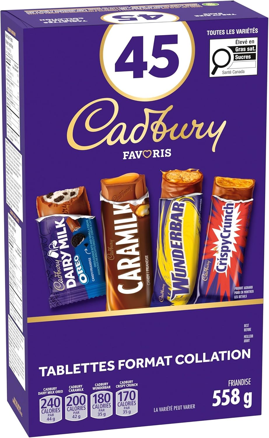 CADBURY, Treat-Sized Pack of 45, Individually Wrapped Candy Bars (Chocolate Candy Bars), Dairy Milk Oreo, Caramilk, Wunderbar, Crispy Crunch, 558g - Image 9