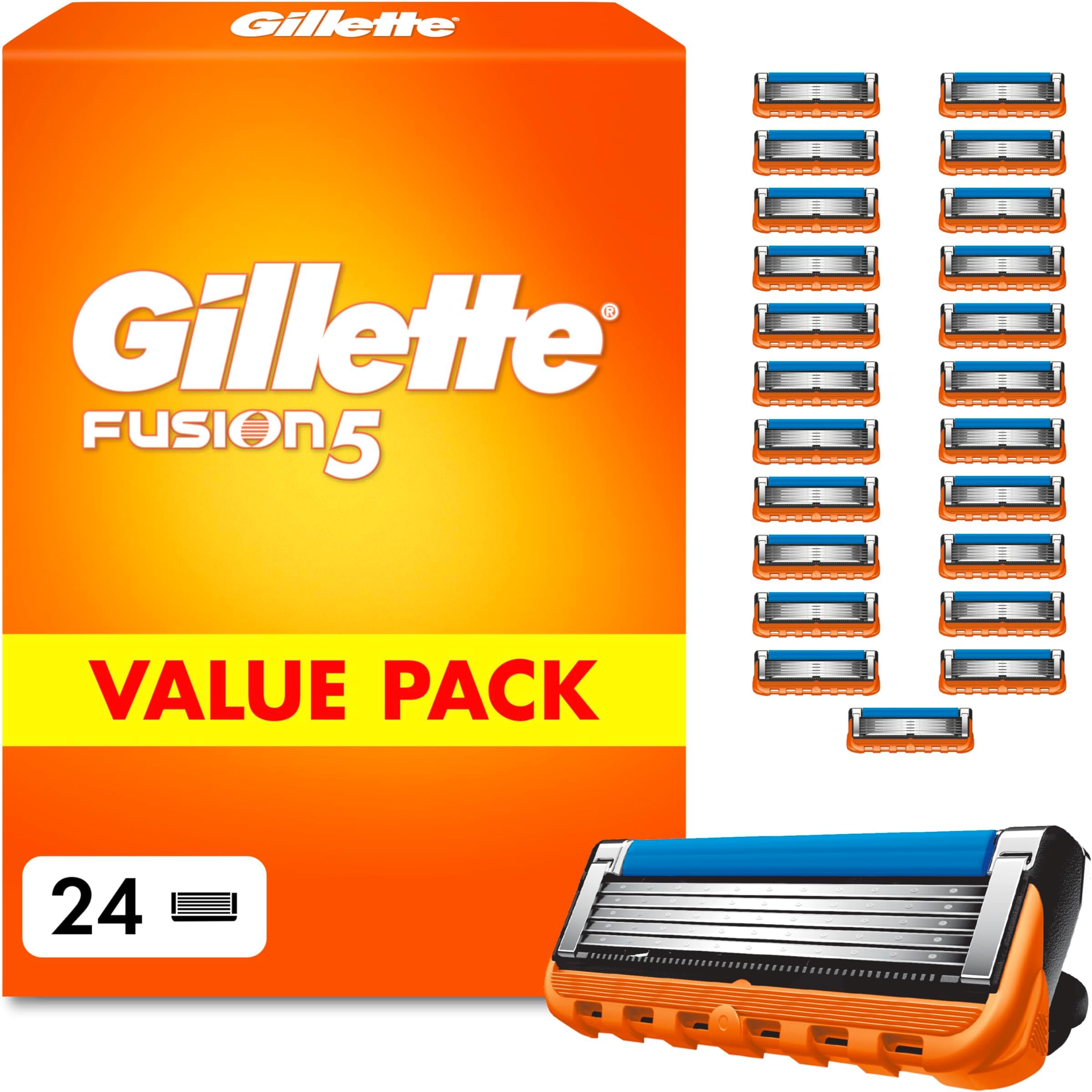 Fusion5 Razor Refills for Men, 24 Pack, Razor Blades Men with Lubrastrip for a Close Shave, Compatible with Fusion5 Razors