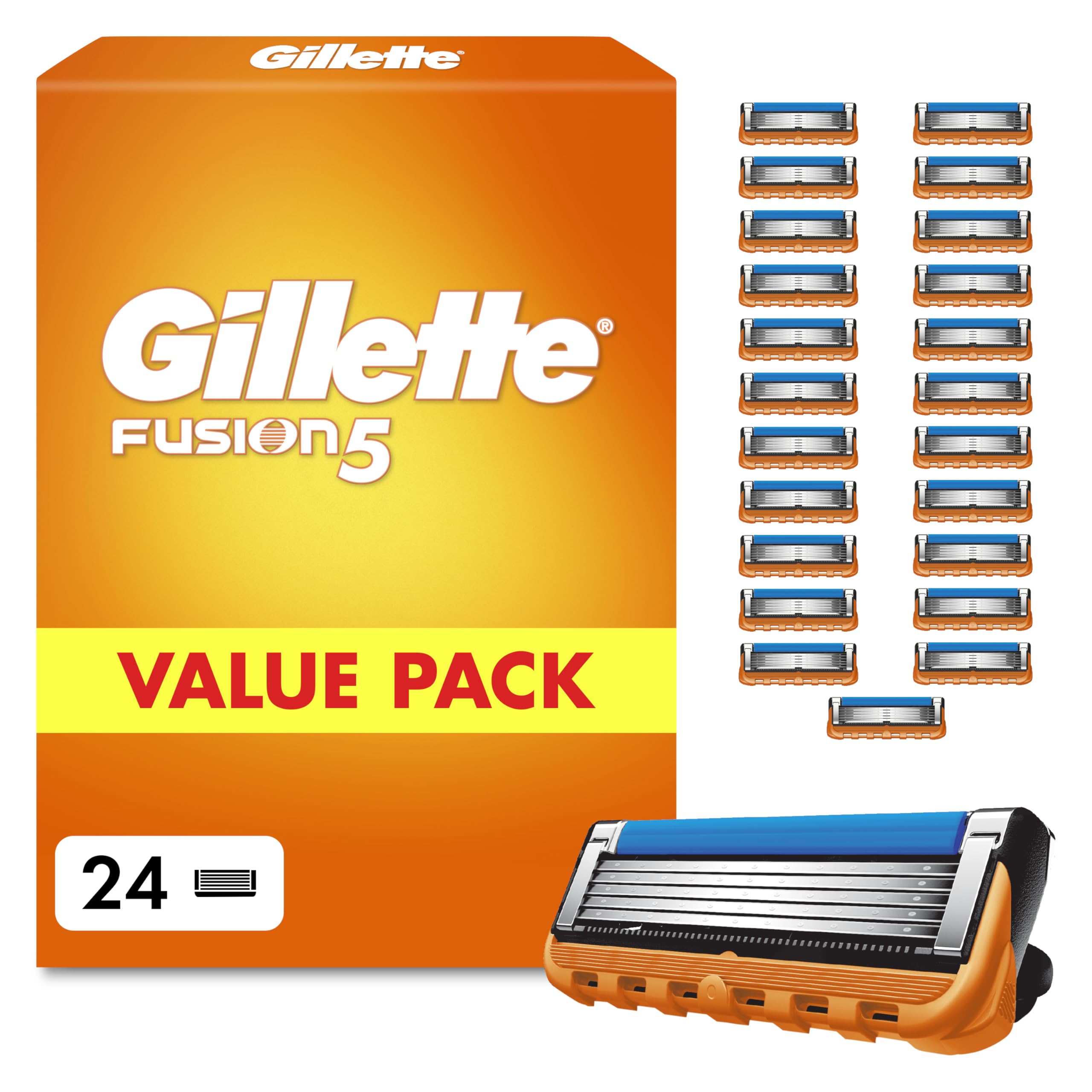 Gillette Fusion5 Rasierklingen, 24 ORIGINAL Ersatzklingen, Klingen für Herren mit Größerem Gleitstreifen für ein Sanftes Gleiten und 5 Klingen für eine Unglaublich Gründliche und Komfortable Rasur