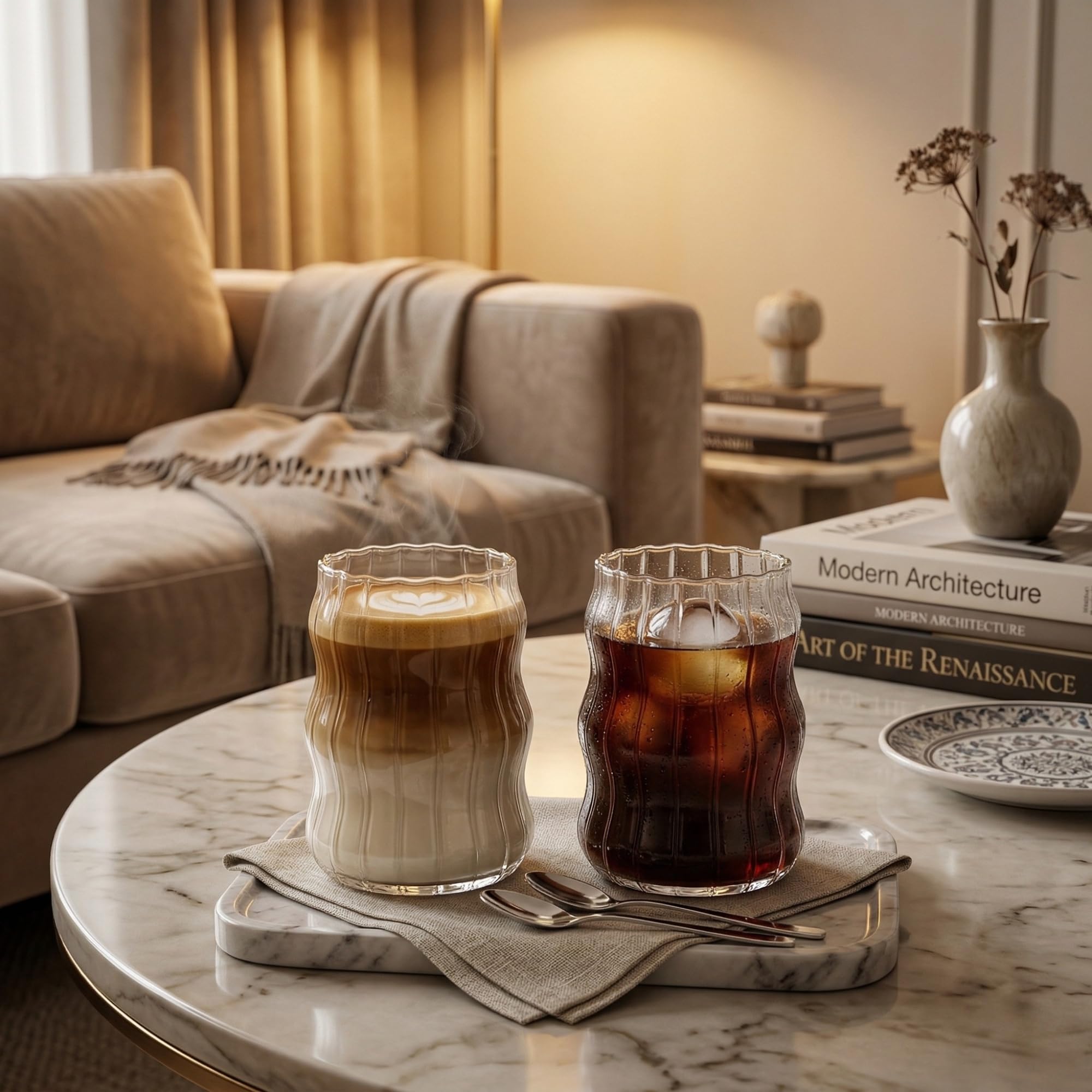 Borosilikat Cam Bardak, 400 Ml Kapasite, Isıya Dayanıklı Yapı, Çift Cidarlı Yalıtım, Ev Ofis Restoran İçin Kullanıma Uygun Borosilikat Cam Çay Kahve Espresso Latte Sunum Bardağı