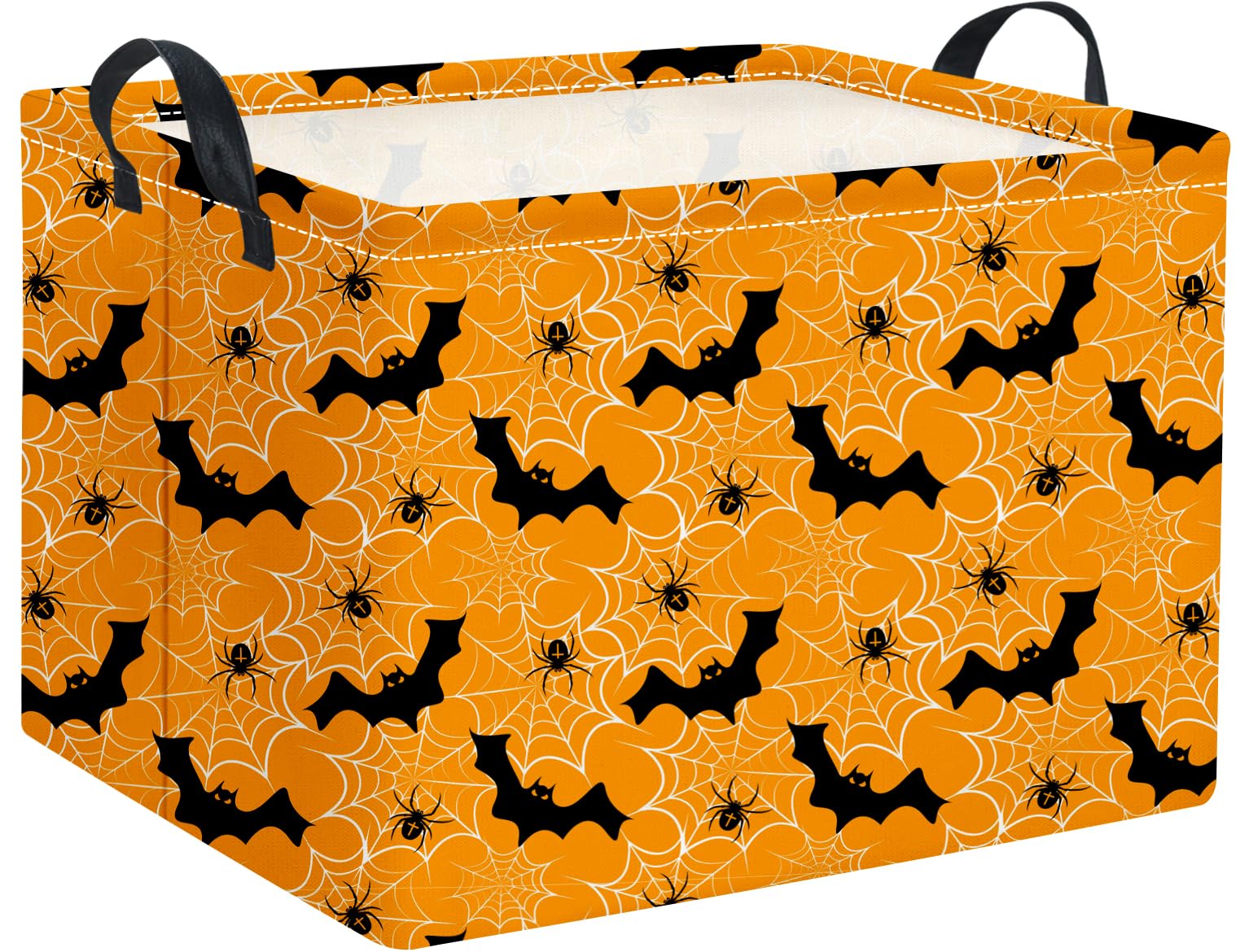 Halloween Basket Cute Baskets for Kids Pumpkin Basket Rectangular Storage Bin Organizer Box Room Decor(Yellow Spider Web)