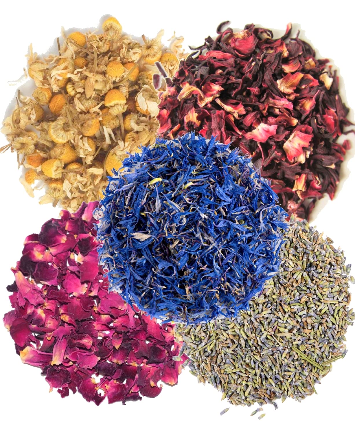 A D Food & Herbs Combo of Dried Lavender/Rose/Hibiscus/Blue Corn Flower/Chamomile Flower Petals Aromatic Edible for Homemade Lattes, Tea Blends, Bath Salts, Gifts, Crafts each pack (250 Gms) (B0B4K9WB6C) Amazon Price History, Amazon Price Tracker