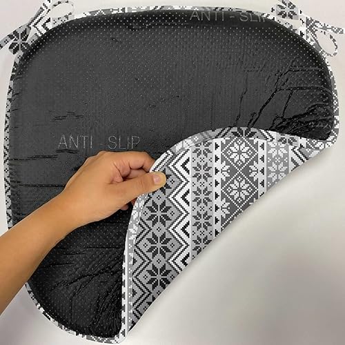 Miniatura 5 de Ambesonne Juego de 2 cojines nórdicos para asiento de silla, tema de punto, patrón de arte de chevron, adornos escandinavos, motivos clásicos,