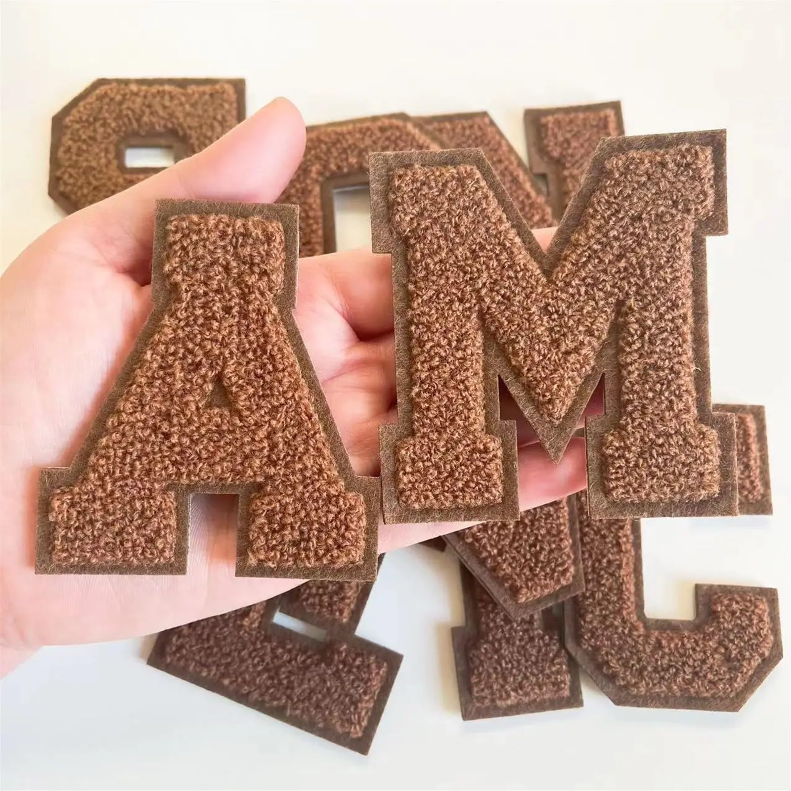 10 Toppe Scritte In Tessuto Beige E Marrone – Hand Made With Love, Per Fai Da Te, Gioielli E Personalizzazioni
