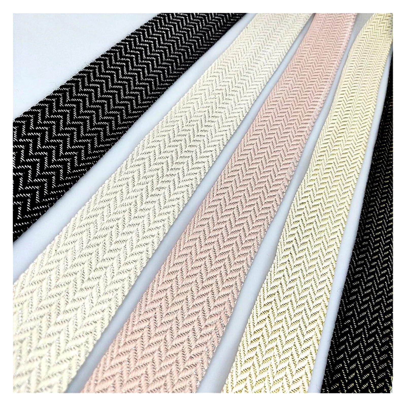 Cinta de 40 mm ancho for costura y manualidades, ideal for bolsos, prendas proyectos DIY. Borda multicolor. 1 metro(Black Grey)